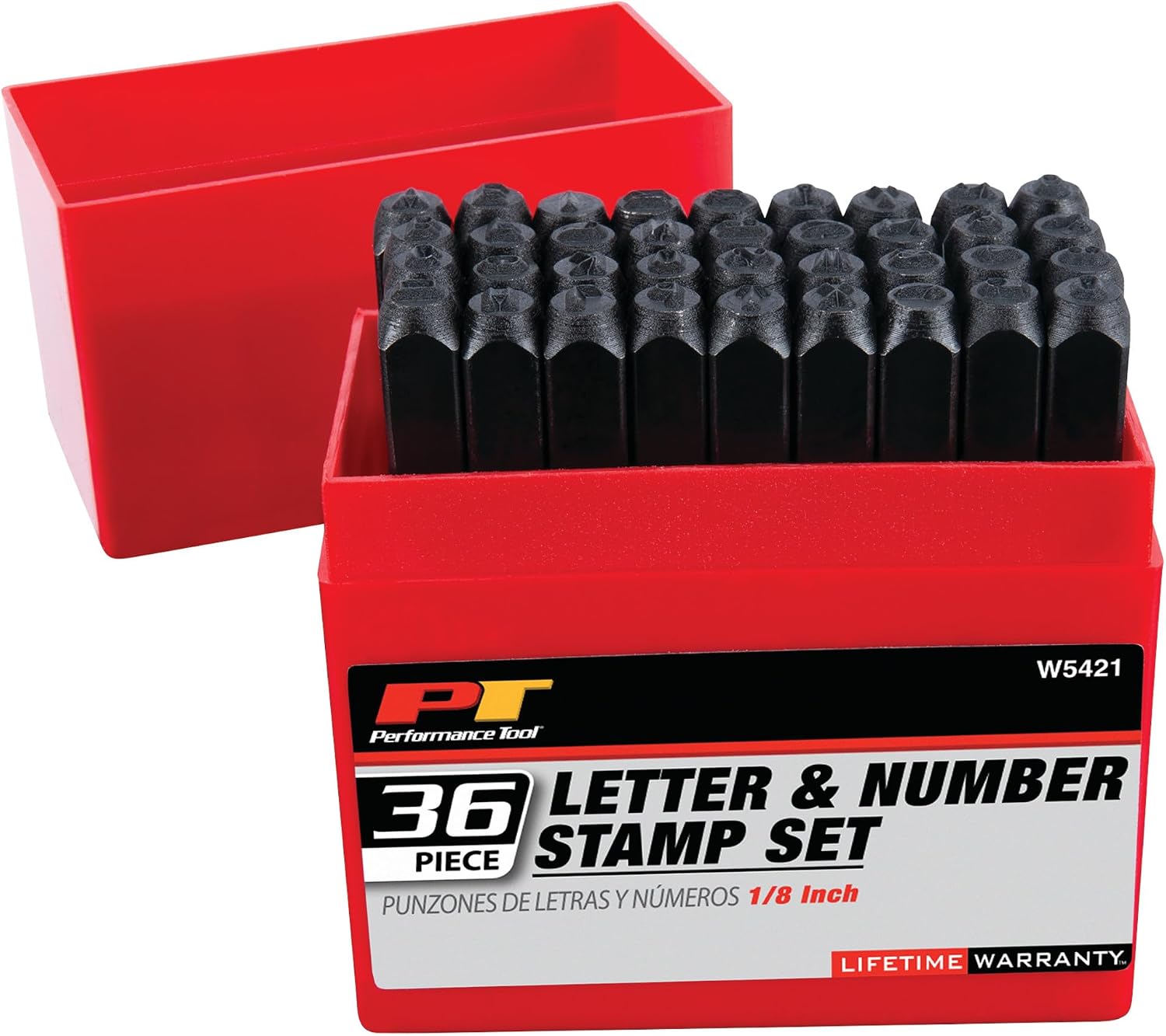 Performance Tool W758 5-Piece 8 in. Long Pin Punch Set | Carbon steel construction with hardened tips. Knurled handles for sure grip. Reaches deeply set pins