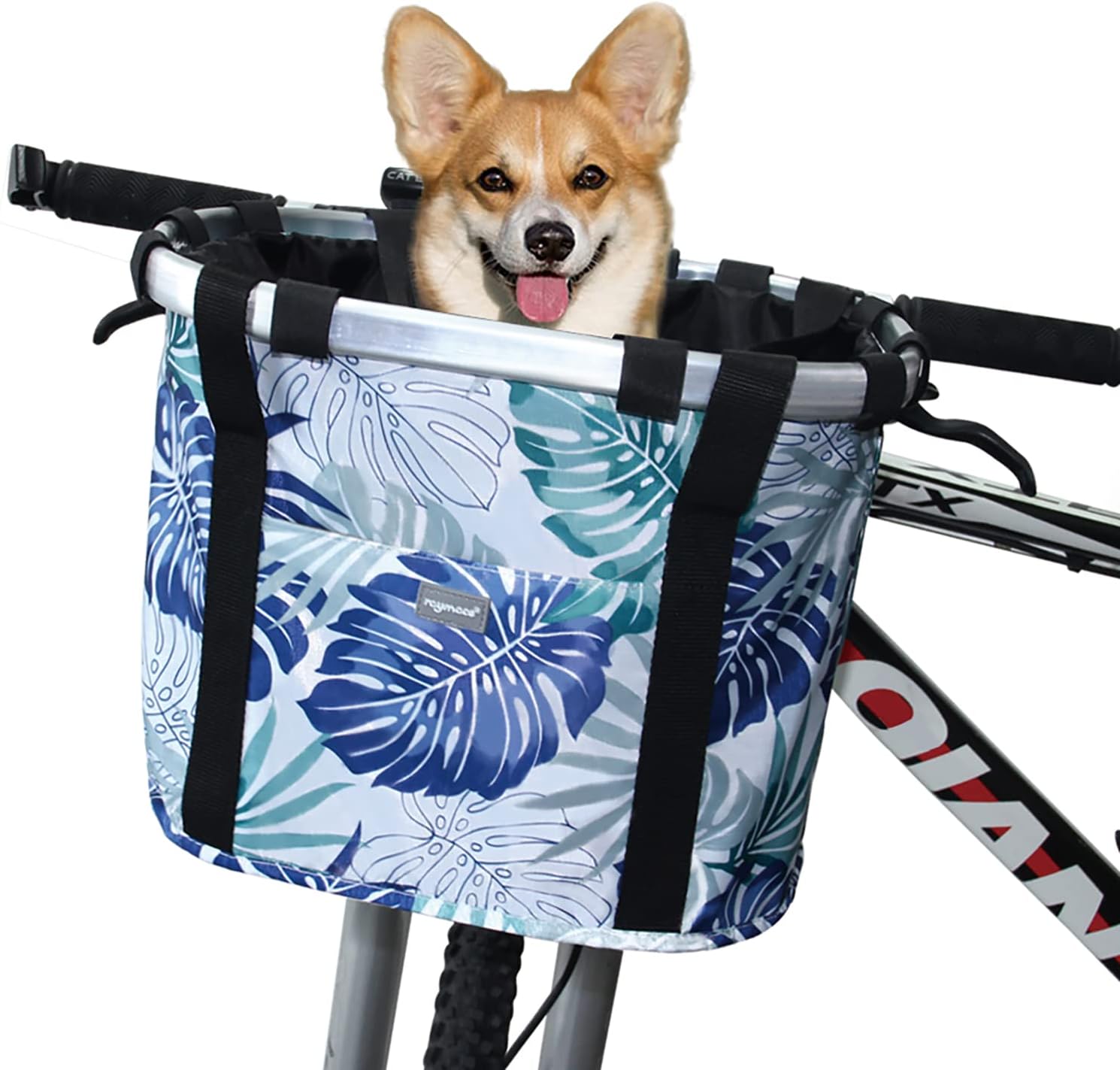 RAYMACE Bicycle Basket Dog Bike Handlebar Basket Front,Folding Detachable Quick Release Easy Install,Cycling Picnic Bag