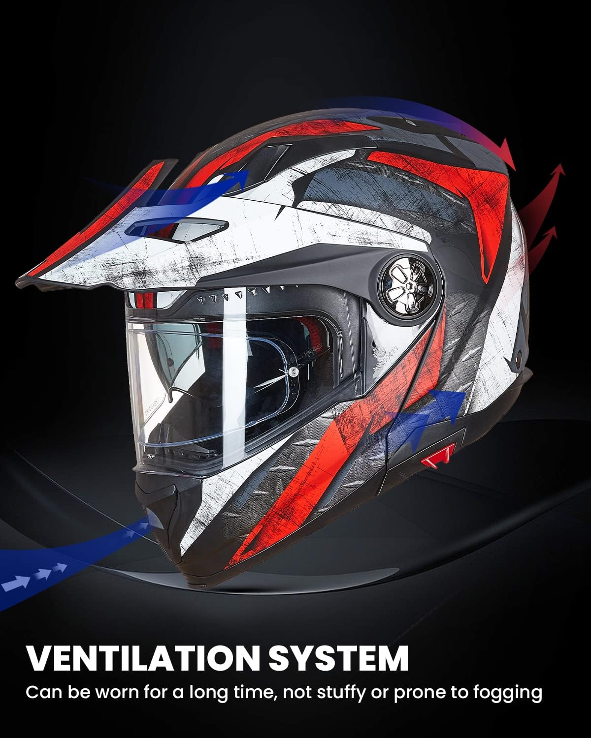 ILM Motorcycle Full Face Modular ATV Helmet Three in One Snowmobile Casco with Pinlock Anti Fog Visor for Men Women DOT Model 909F