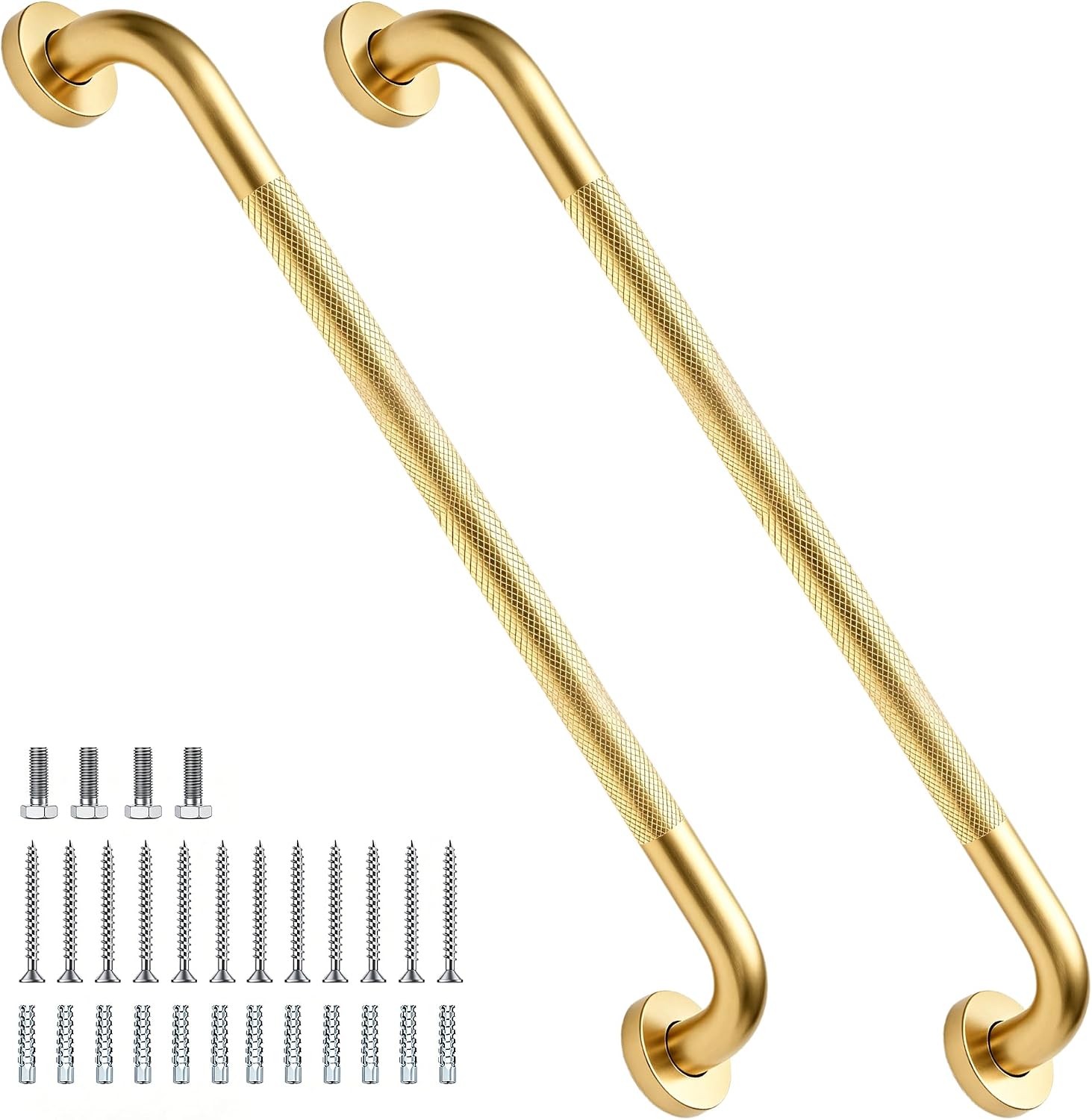 12 Inch Shower Grab Bar 1.25" Dia,Brushed Nickel Anti Slip Bathroom Grab Bar, 304 Stainless Steel Knurled Handicap Grab Bars, Safety Support Handrail,Bath Shower Handle for Elderly Injury Senior