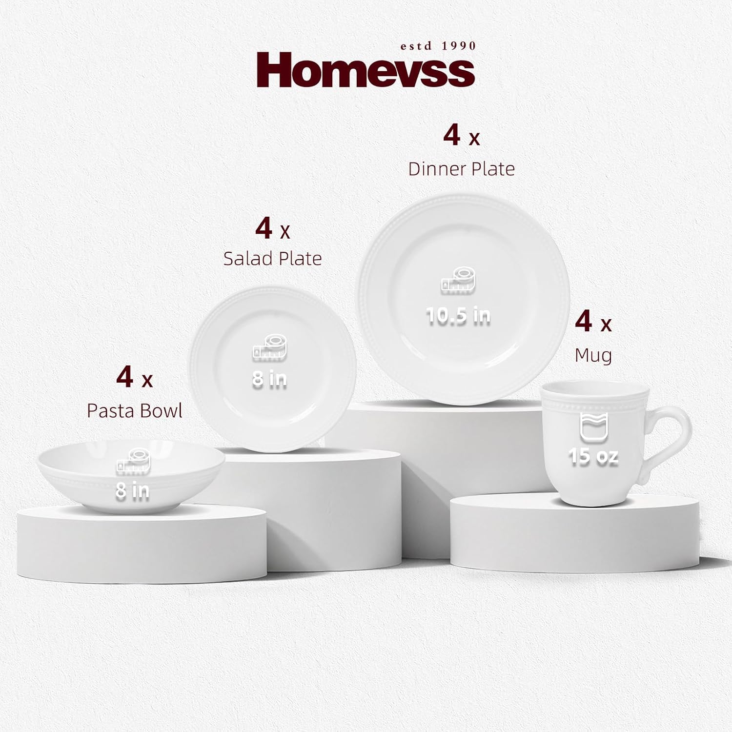 HomeVSS 20-Piece Pearl Dots Stoneware Dinnerware Set, Pink, Service for 4