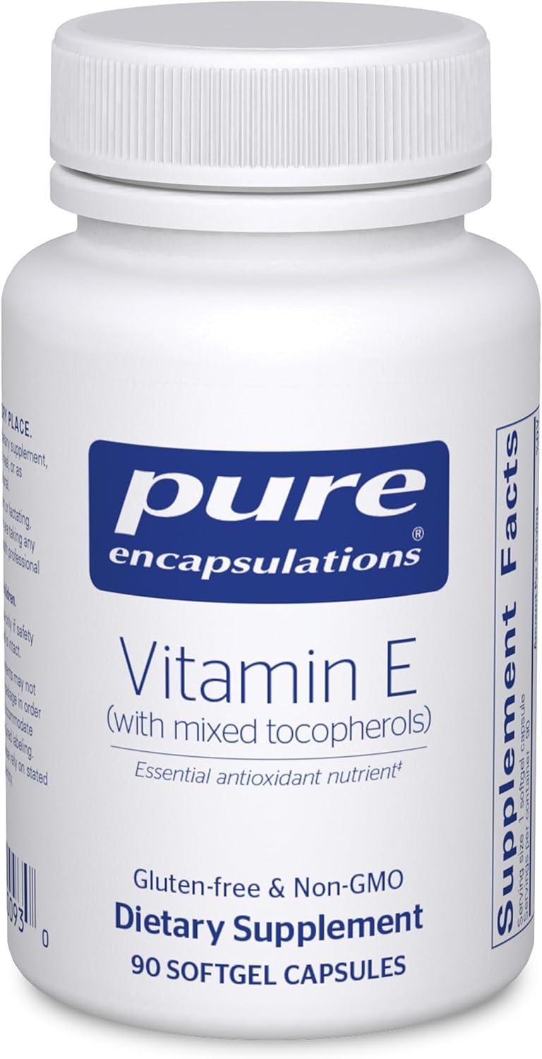 Pure Encapsulations Vitamin E (with Mixed Tocopherols) - Antioxidant Protection & Cellular Function* - Contains Mixed Tocopherols - Non-GMO - 90 Softgel Capsules | Antioxidant Protection and Cellular Function*, Contains Mixed Tocopherols, Non-GMO