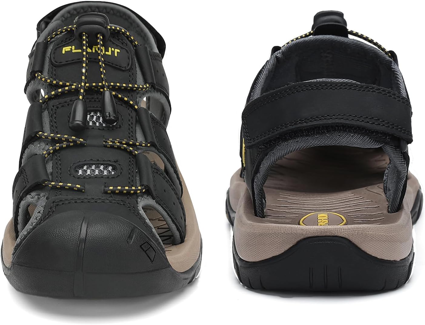 FLARUT Men's Sport Sandals Closed Toe Leather Water Hiking Shoes