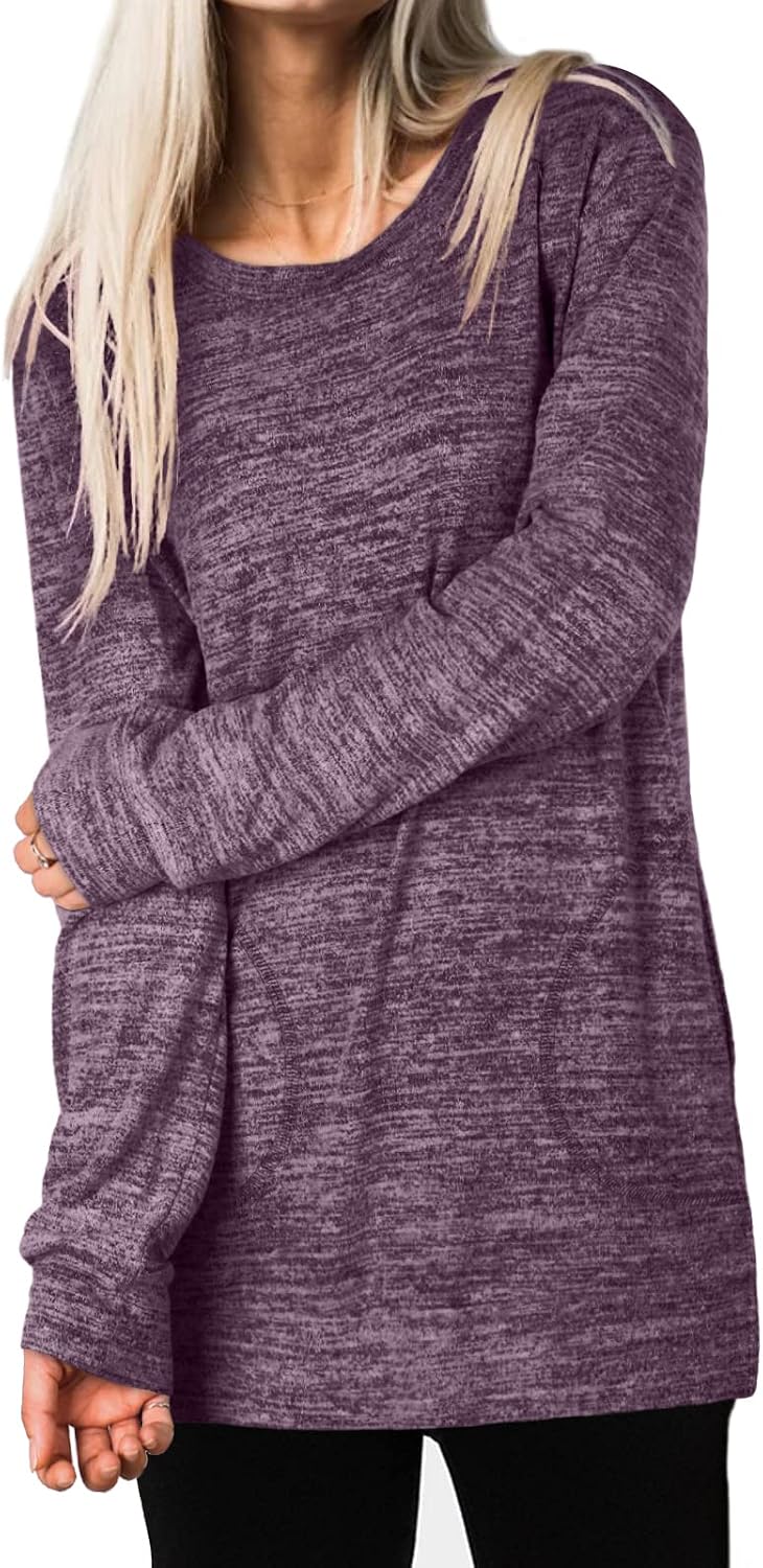 XIEERDUO Womens Casual Sweatshirts Long Sleeve Shirts Oversized With Pocket Tunic Tops S-3XL