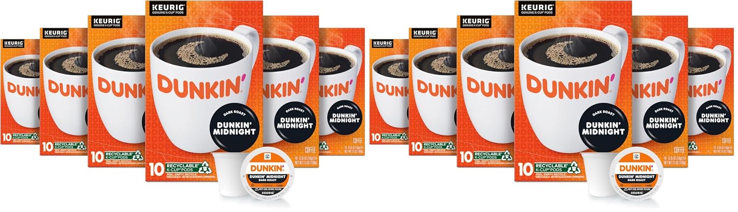 Dunkin’ Original Blend Medium Roast Coffee, Keurig K-Cup Pods, 60 Count | 6 boxes of 10 single serve coffee pods each, Rich & smooth flavor, Made with arabica coffee, Shelf stable, SNAP EBT eligible
