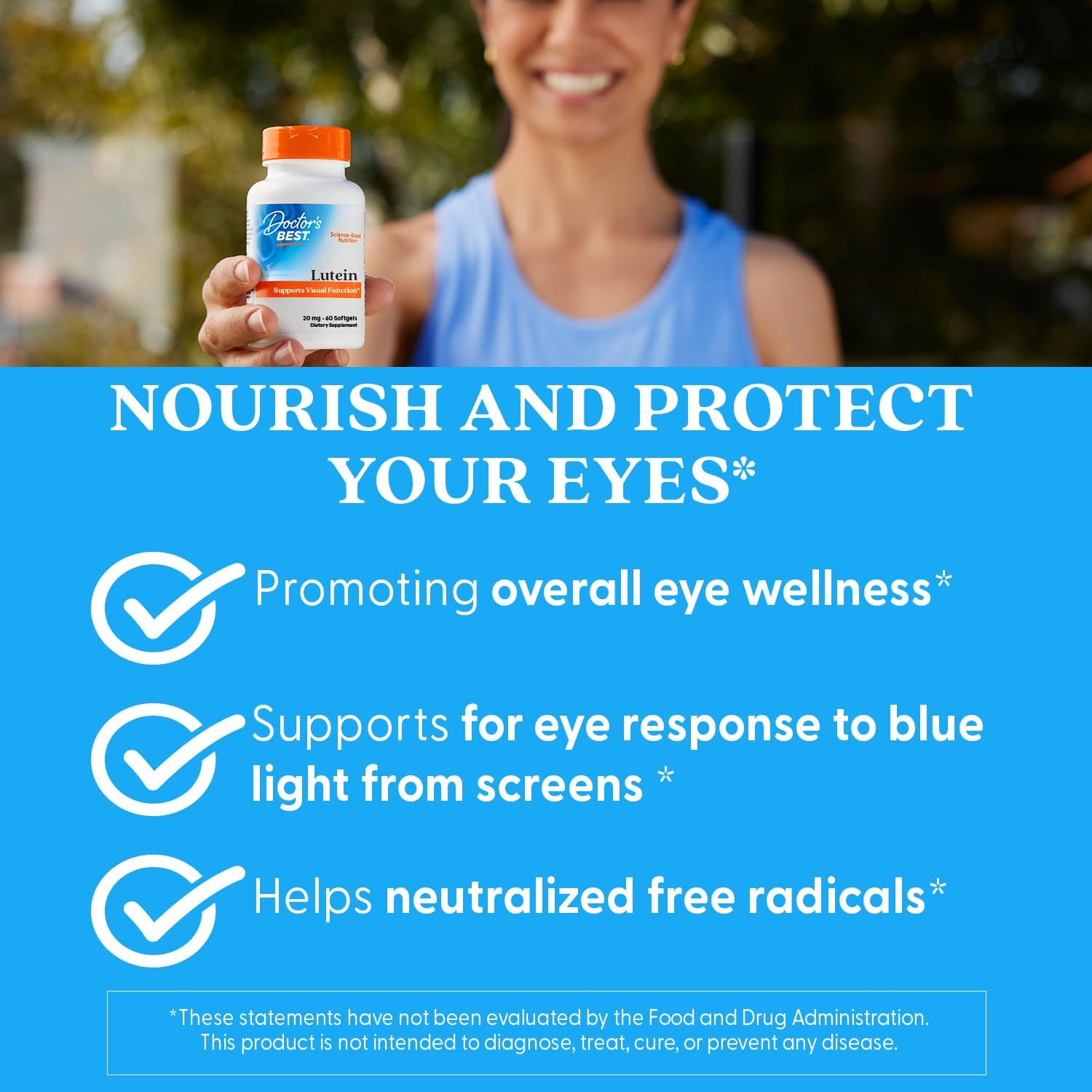Doctor's Best Lutein Supplement 20mg with Zeaxanthin 1mg - Lutein for Eyes, Eye Health Vitamins for Men & Women