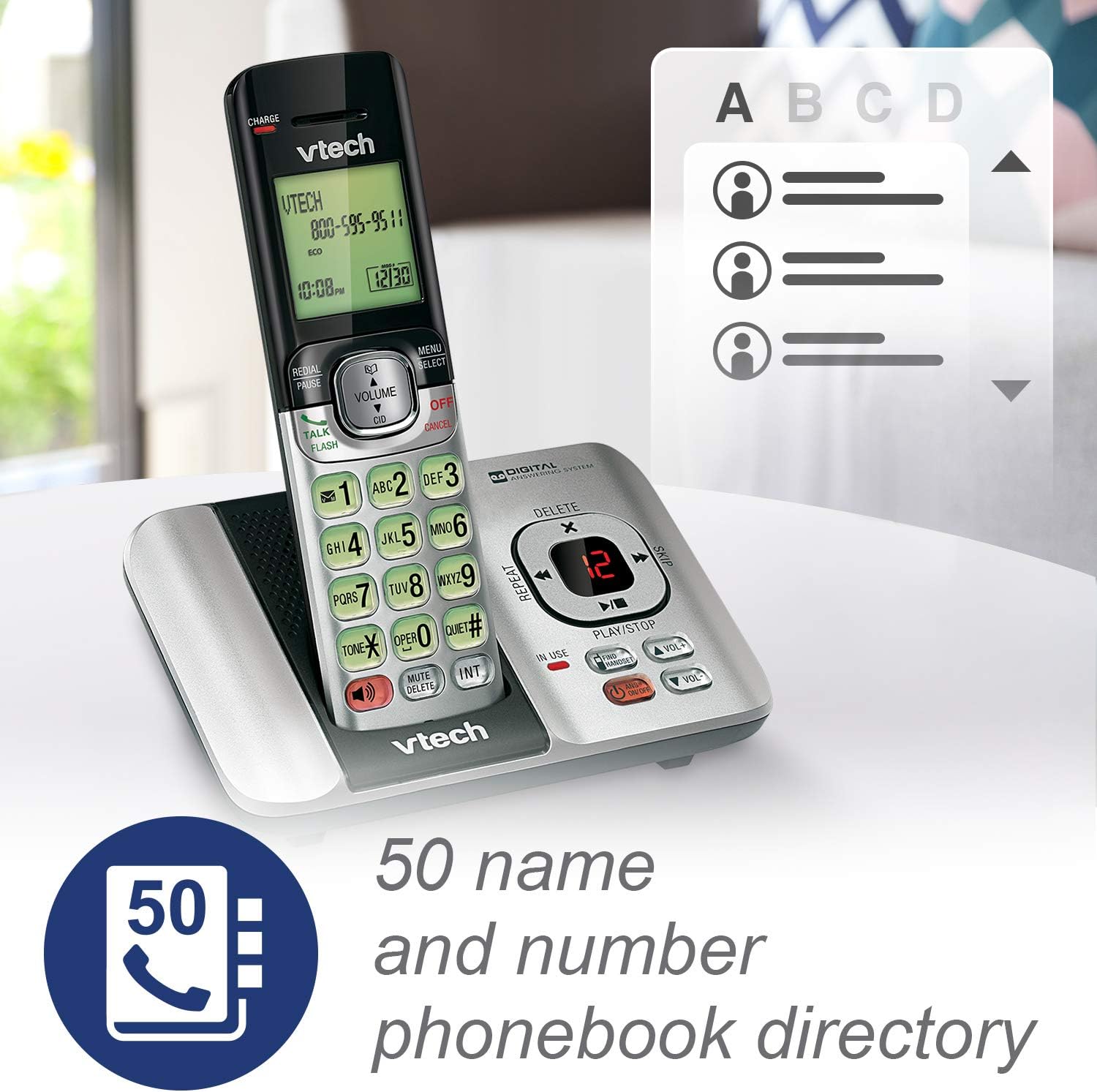 VTech CS6919-16 DECT 6.0 Cordless Phone, Red - Caller ID/Call Waiting (Stores 30 Calls), Backlit Keypad & Display, Full Duplex Handset Speakerphone, Wall Mountable