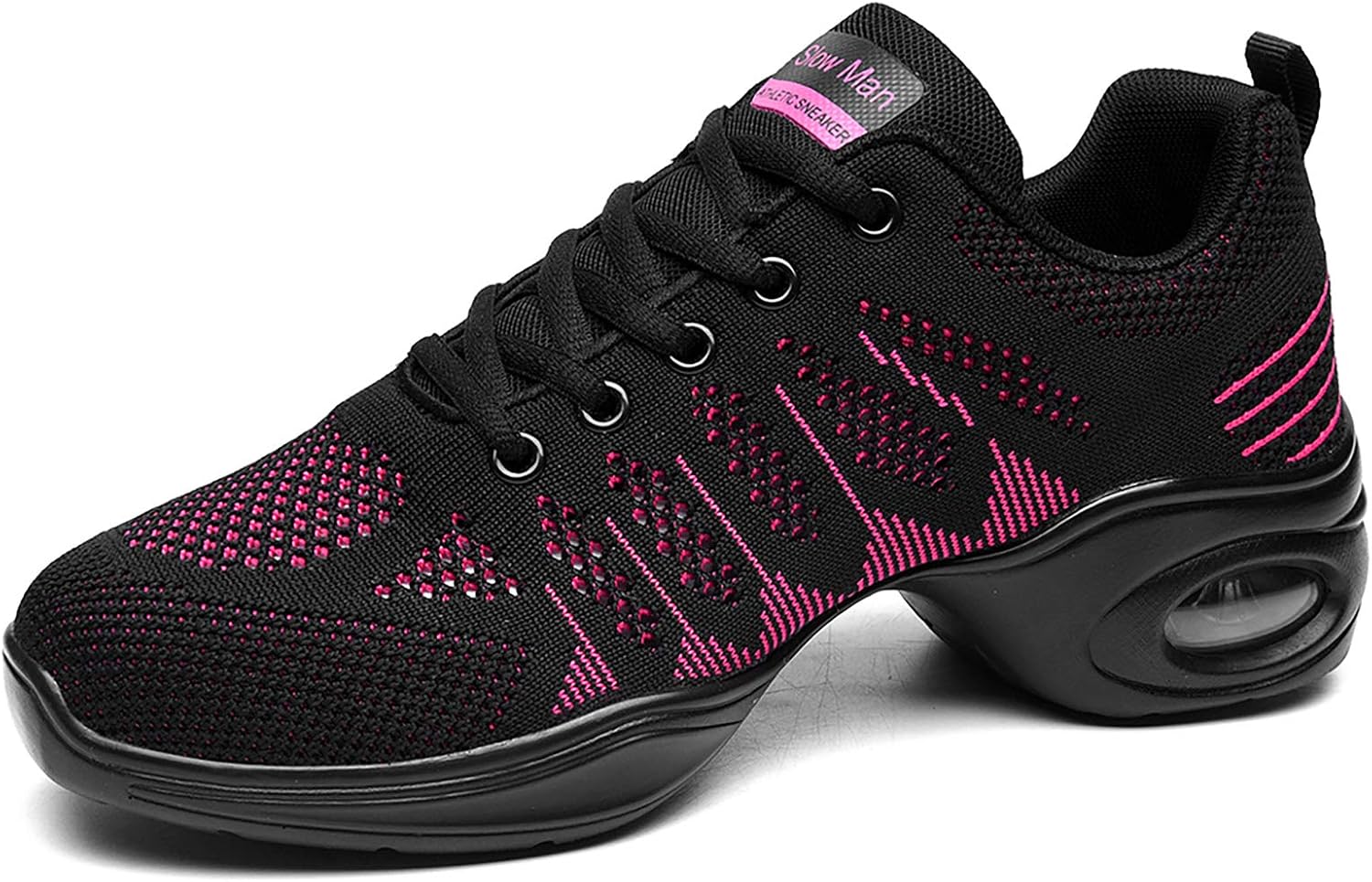 Slow Man Women's Jazz Shoes Lace-up Sneakers - Breathable Air Cushion Lady Split Sole Athletic Walking Dance Shoes Platform