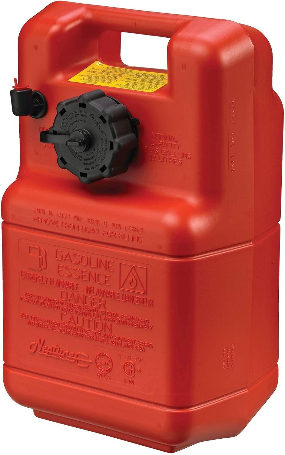 Scepter 6 Gallon Portable Marine Gas Can, Boat Fuel Tank with Top Handle | Underseat Design, 2-Way Vented Cap, Built-In Fuel Gauge and Pick-Up, EPA & CARB Compliant, 19.3"L x 12.2"W x 10.2"H (10511)
