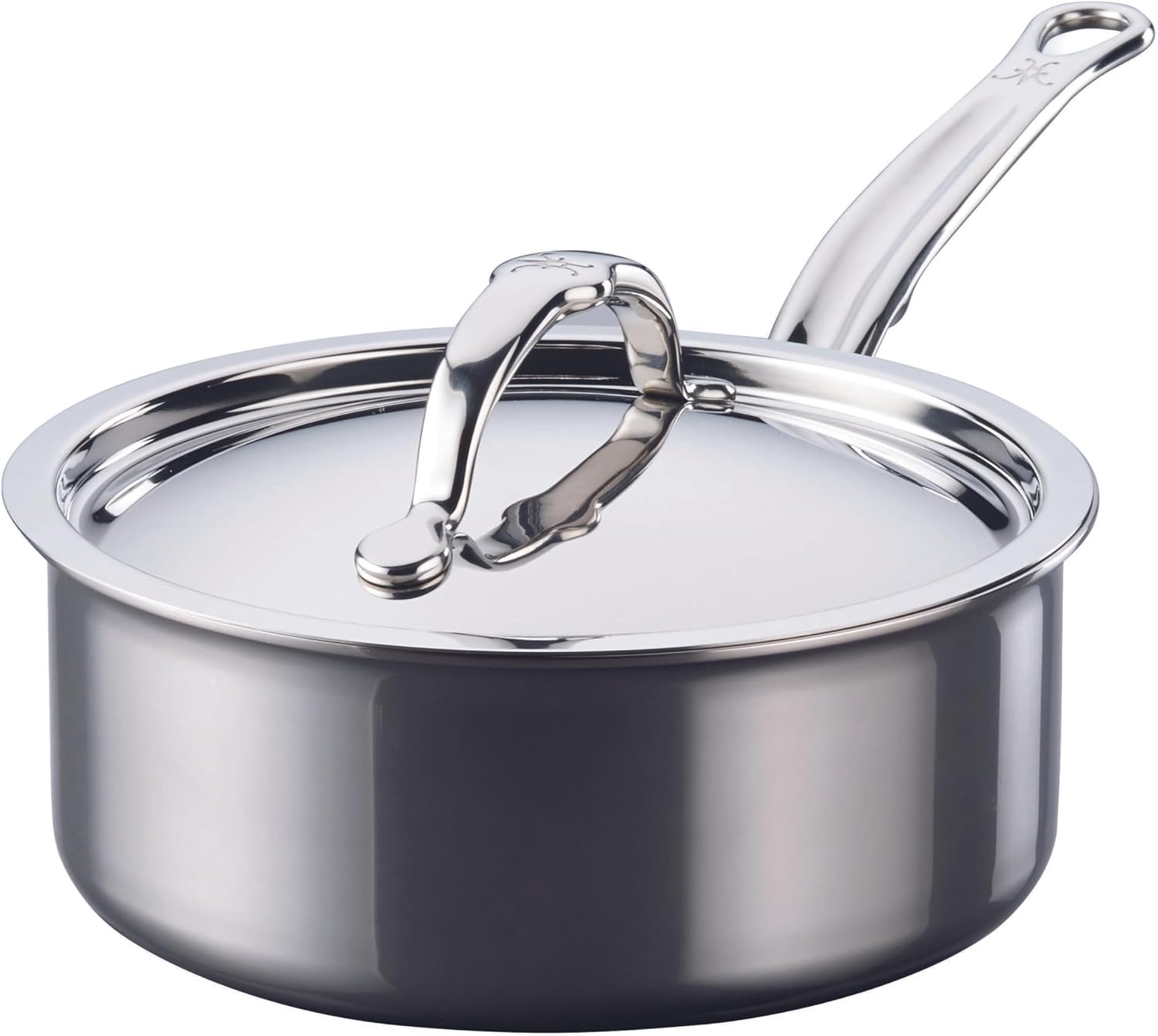 Hestan NanoBond Molecular Titanium Saucepan with Lid, 2-Quart - PFAS-Free Stainless Steel, 4x Stronger, 1050°F Oven Safe, Induction Compatible