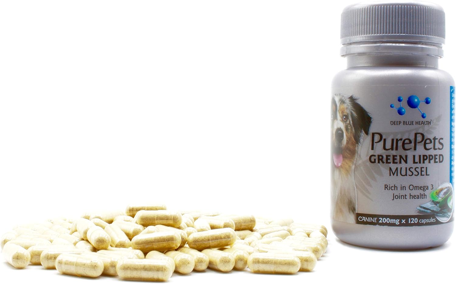 PurePets New Zealand Green Lipped Mussel Capsules for Dogs and Cats - 200mg x 120 Capsules - for Hip & Joint Support - 100% Natural Arthritis Pain