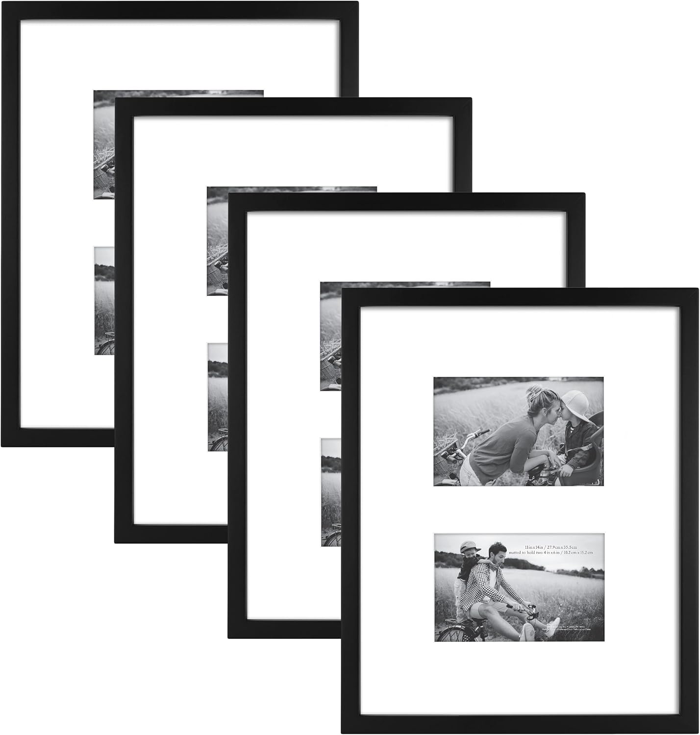 MCS East Village Picture Frame, 18x18 Matted to 12x12, Black, 2-Pack