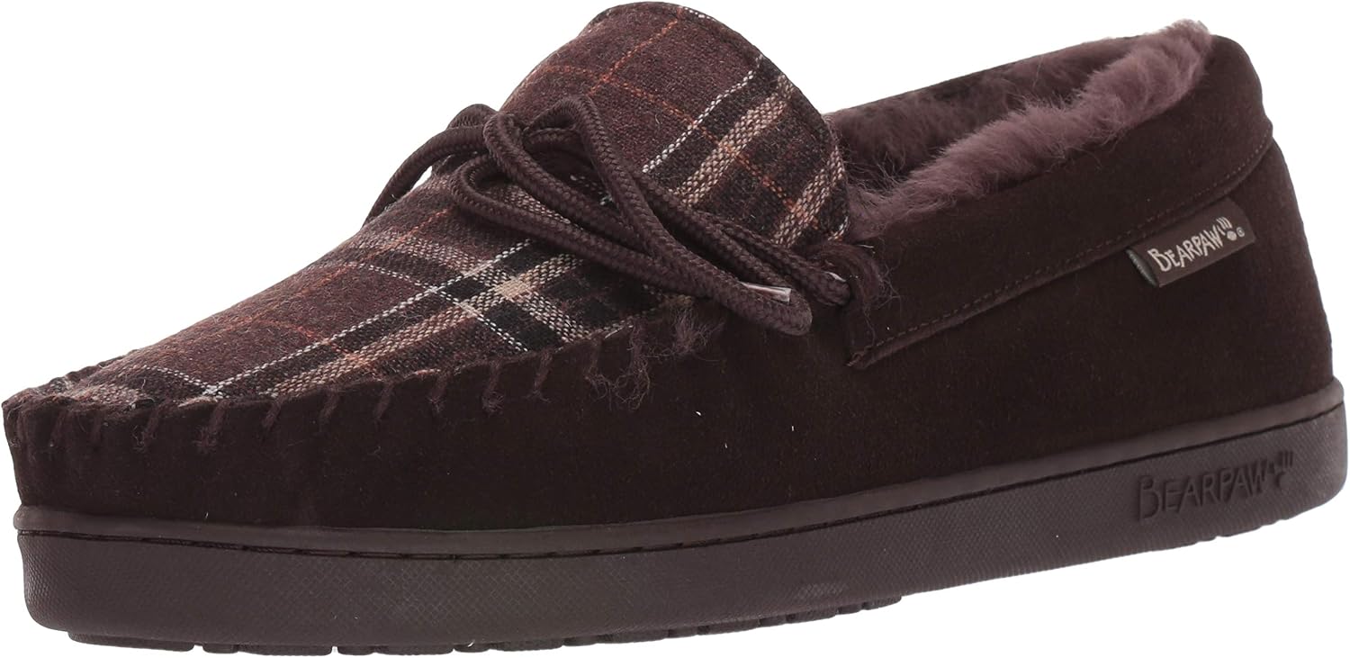 BEARPAW Moc II 2 - Men's Sheepskin Slipper - 1295M | Comfortable & Lightweight Men's Shoe, Medium Fit, Multiple Colors