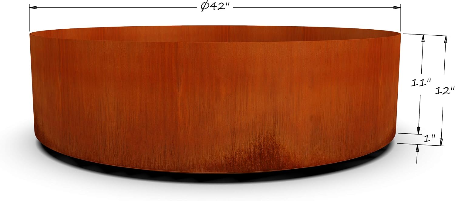 Plantercraft Large Round Planters for Outdoor Plants - 24 Inch Corten Steel Planter for Patio