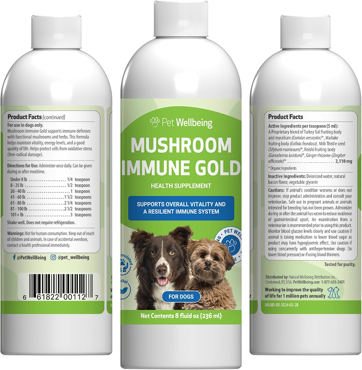 Pet Wellbeing Mushroom Immune Gold for Dogs - Immune Defense