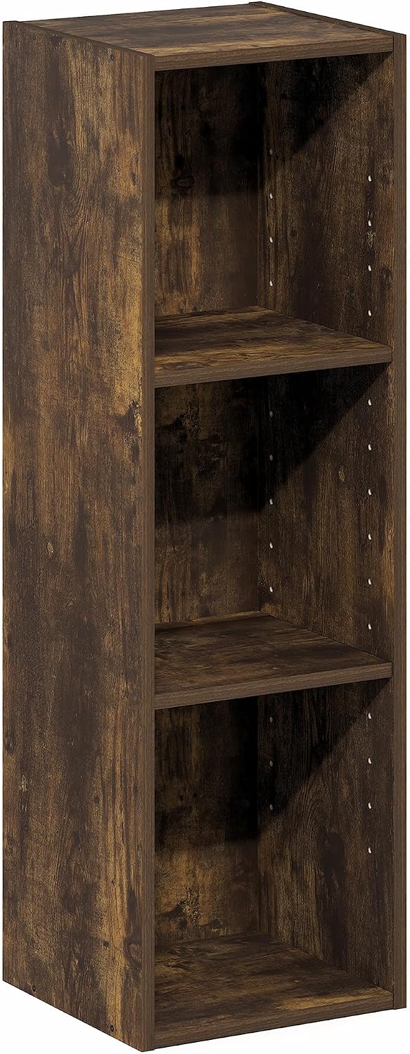 Furinno LUDER Book Shelf, 6-Tier Tall Modern Bookshelf, Bookcase with Open Shelves, 9.3 x 12 x 71, for Living Room, Bedroom, Home Office, White