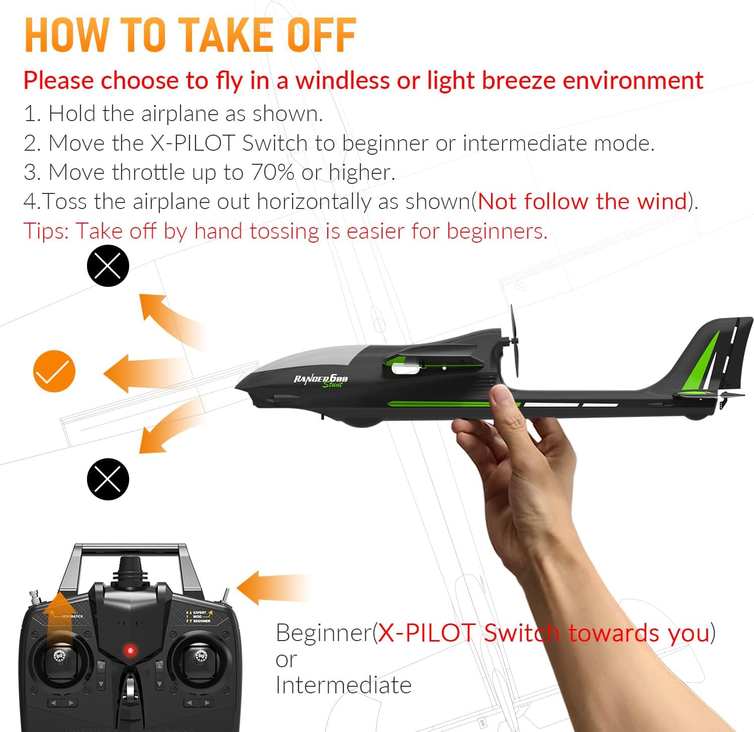 VOLANTEXRC New Version RC Plane, Remote Control Airplane for Adults, 4-Channel RC Plane with Durable Foam Construction, 3 Flight Modes, One-Key Stunts