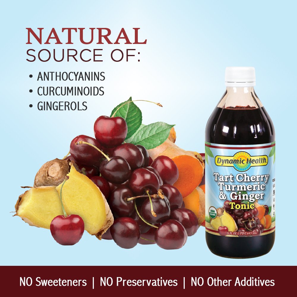 Dynamic Health Organic Tart Cherry Juice Tonic with Turmeric, 16 fl oz