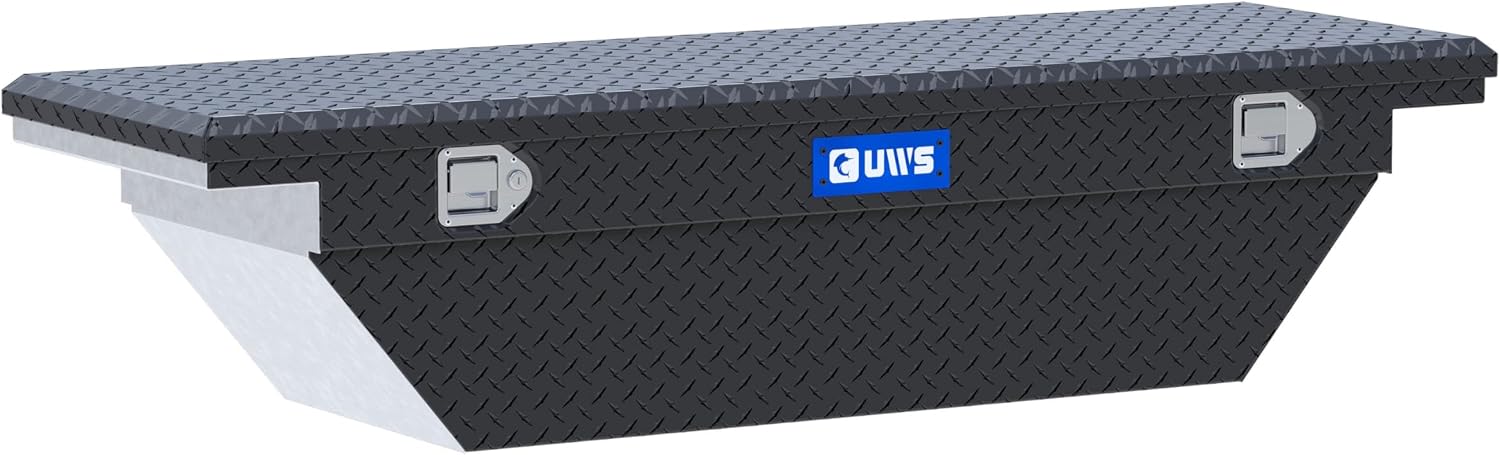 UWS EC10313 63-Inch Matte Black Heavy-Wall Aluminum Angled Truck Tool Box with Low Profile, RigidCore Lid