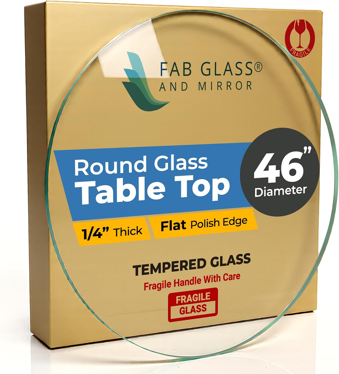 22 Inch Round Tempered Beveled Polished Edge Glass Table Top -1/2” Thick Round Glass Table Top–Heavy Duty, Dining, Coffee, and Office Tables by Fab Glass and Mirror