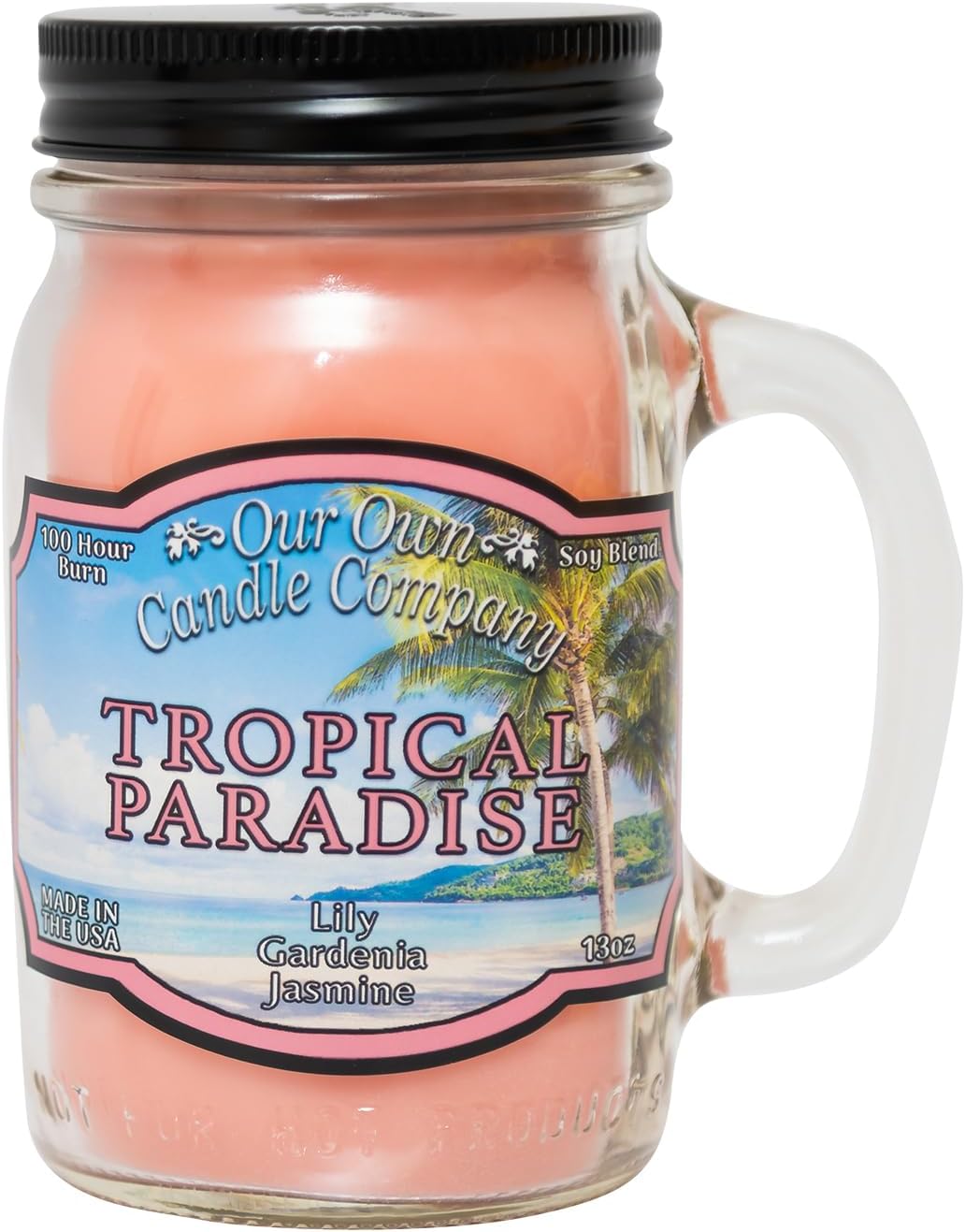 Balsam Pine Scented Mason Jar Candle, Our Own Candle Company, 13 oz | Clean, fresh Balsam-pine-tree scent; soy blend wax; lead-free wick with patented straightener; long lasting