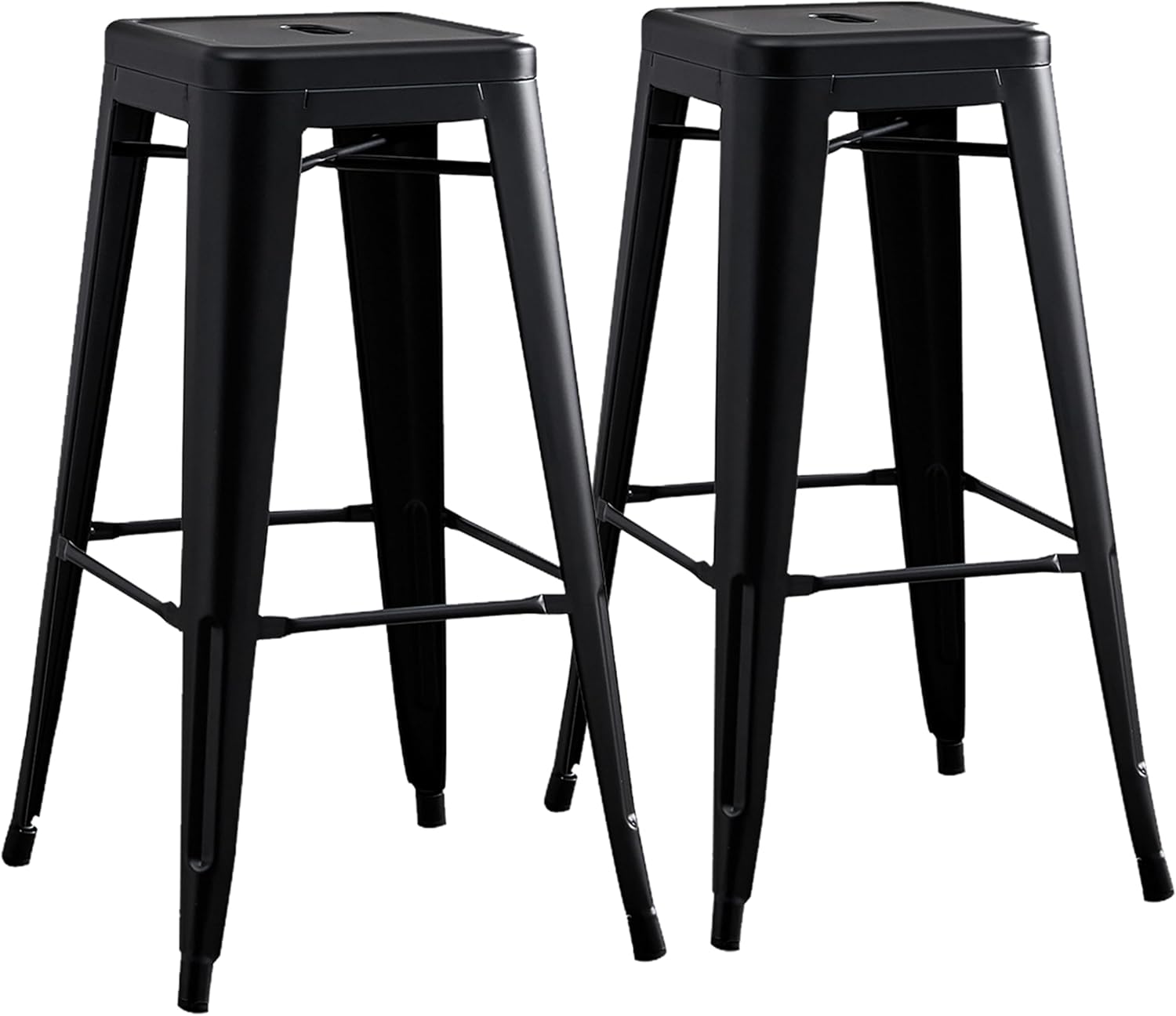 AC Pacific 30” Metal Barstool Set of 2 – Country Rustic Style with Low Back, Lightweight & Sturdy Build, Easy Assembly – Matte Black