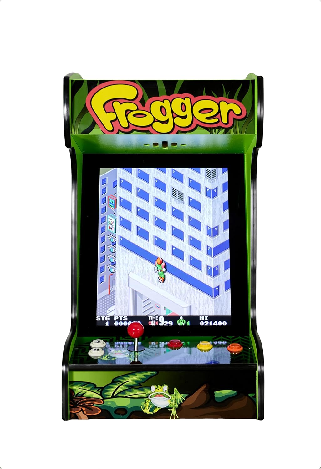 Doc and Pies Arcade Factory Classic Home Arcade Machine - Tabletop and Bartop - 412 Retro Games - Full Size LCD Screen, Buttons and Joystick (Green)