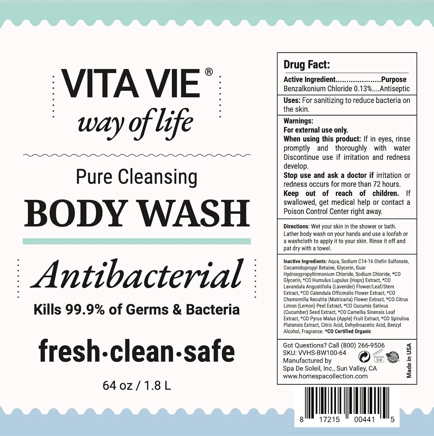 Lemon Body Wash, Antibacterial Soap With Tea Tree Oil, 12 Fl Oz
