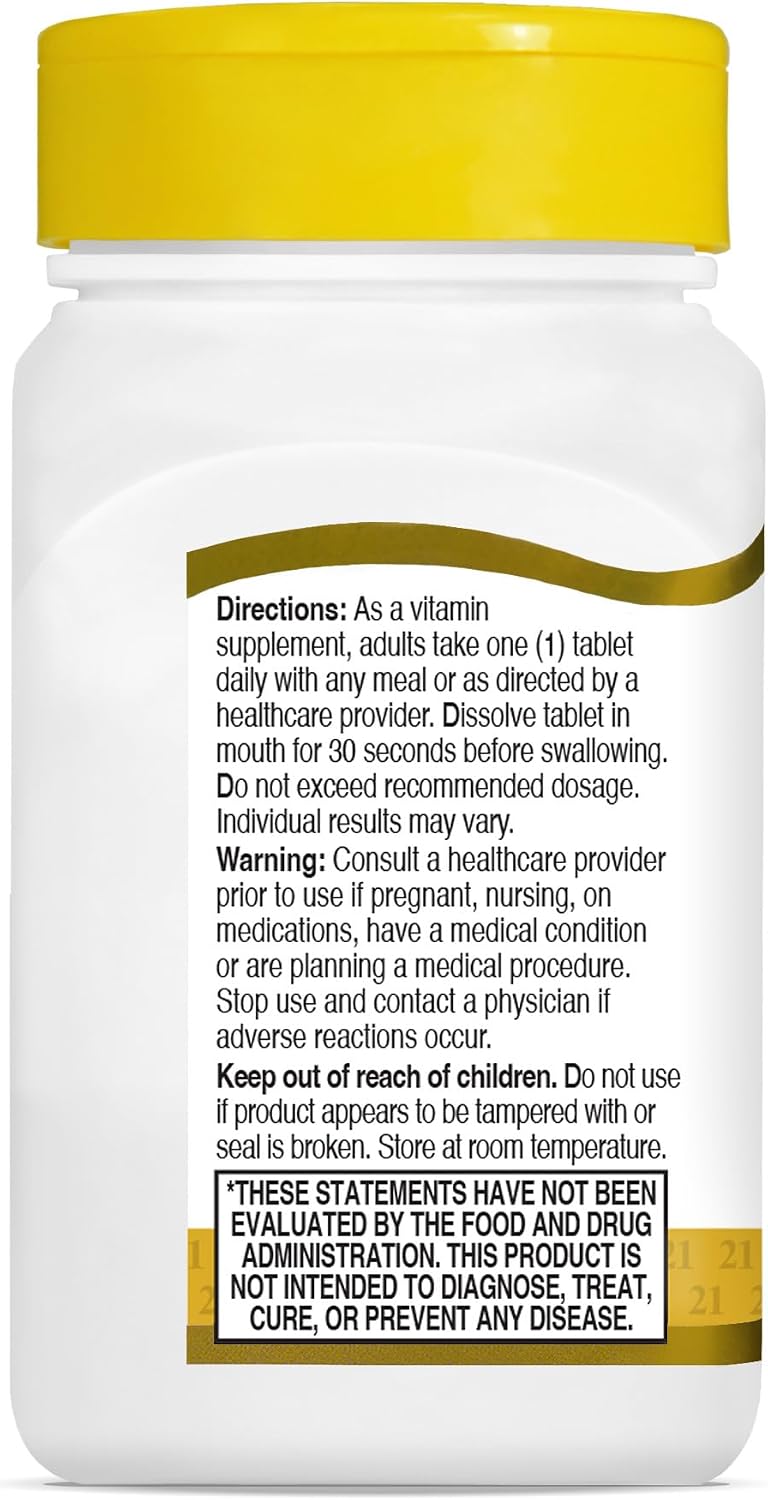 21st Century B-12 2500mcg Sublingual Tablets, High Potency, 110 Count | High-Potency Vitamin B12 2500 mcg, Natural Energy & Healthy Red Blood Cell Support, Vegan, Vegetarian, Third-Party Tested