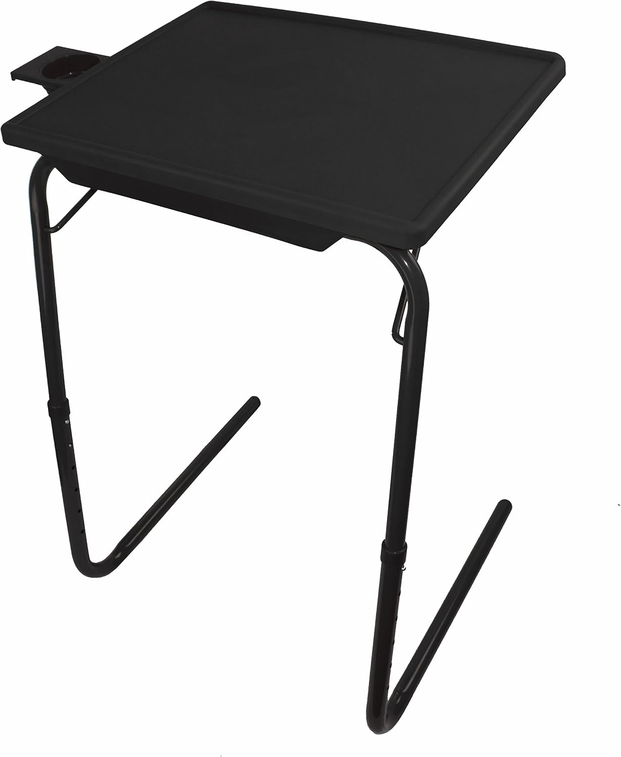 Portable Foldable TV Tray Table - Laptop, Eating, Drawing Tray Table Stand with Adjustable Tray with Sliding Adjustable Cup Holder - 5StarSuperDeals - (Black)