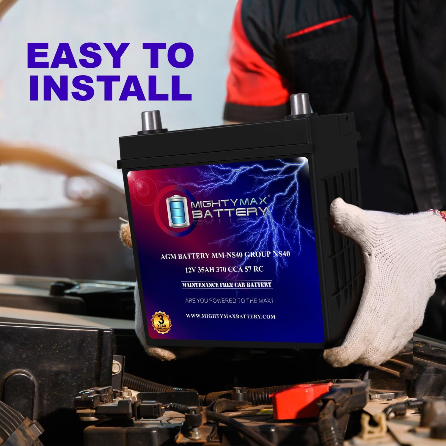 Mighty Max Battery MM-H8 Start and Stop Car BCI Group 49 12V 95Ah, 160RC, 900 CCA Rechargeable AGM Car Battery