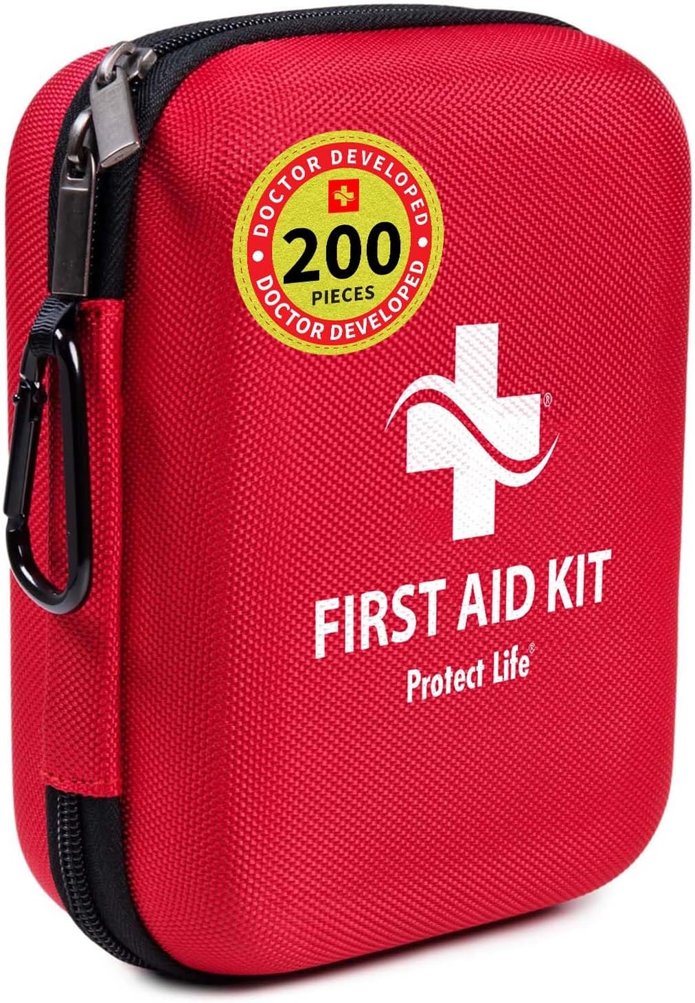 Protect Life Travel First Aid Kit for Car - Small Mini Emergency Kit, 100 Piece Waterproof First Aid Kit for Home, Camping, Boat & Hiking - Includes Emergency Blanket & First Aid Guide