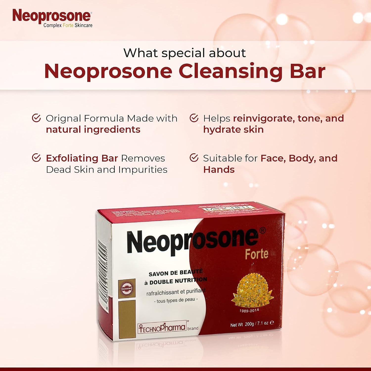 Neoprosone, Skin Brightening Soap | 2.02 oz / 80 g | Hyperpigmentation Soap, Fade Dark Spots on: Body, Knees, Face, Armpits | with Glycerin (2.82 Ounce (Pack of 1))