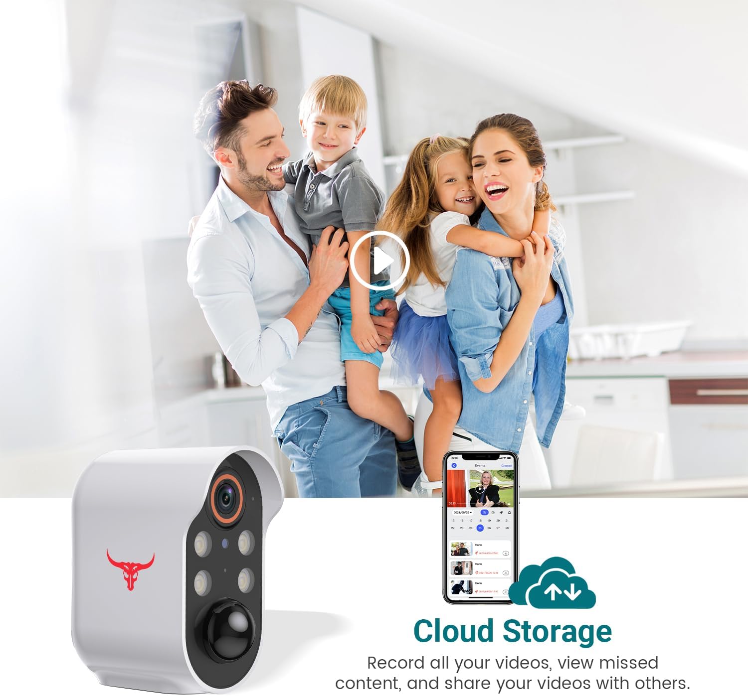 1080P Wireless Security Camera Outdoor, Battery Powered, AI Human Detection, Color Night Vision, 2-Way Audio, IP65 Waterproof, 2.4G Wi-Fi, Cloud Storage (2 Spotlights)