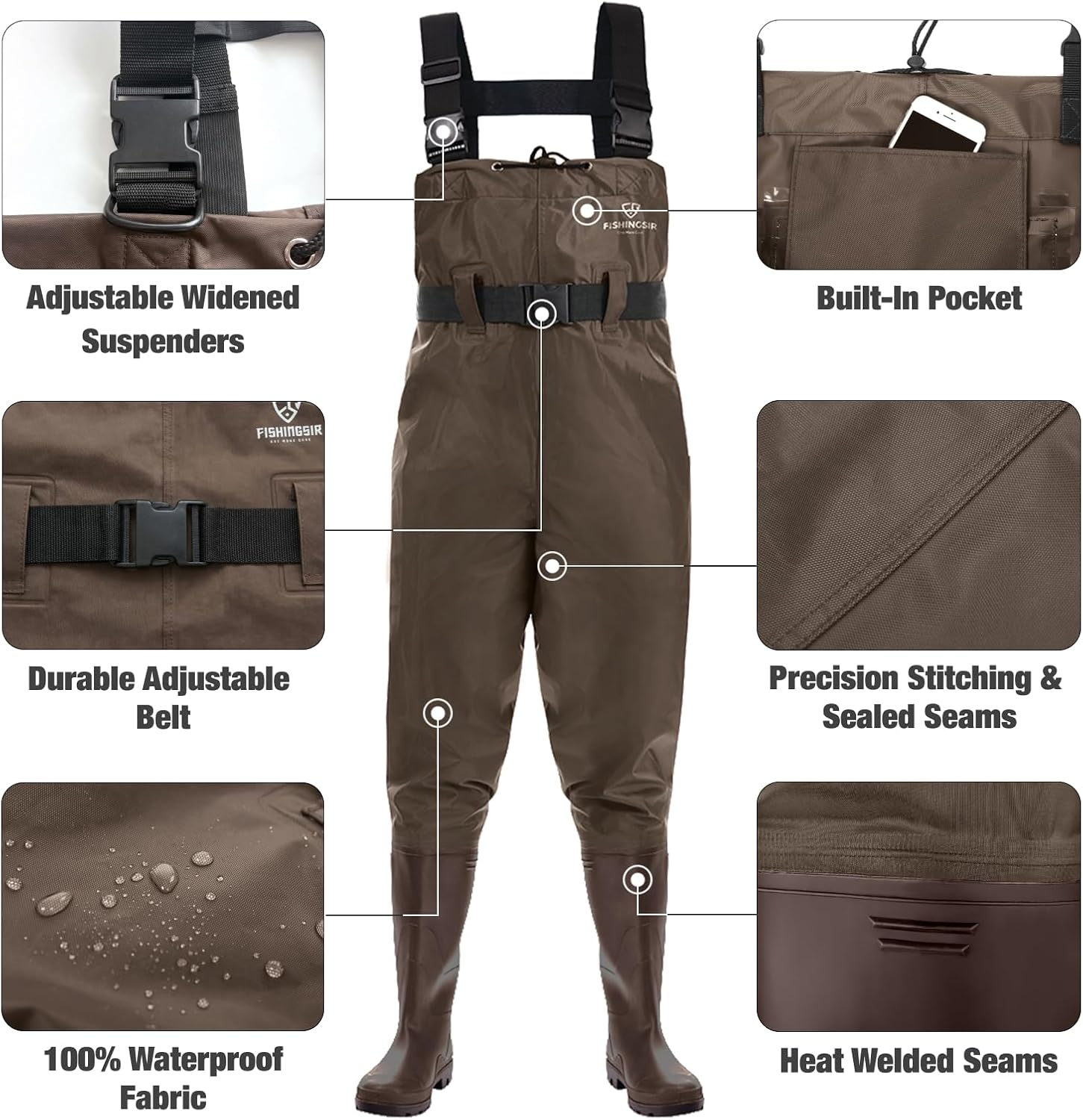 Waders for Men Waterproof Women Fishing Chest Wader with Boots | 2-Ply Nylon/PVC, for hunting & fishing, with boot hanger