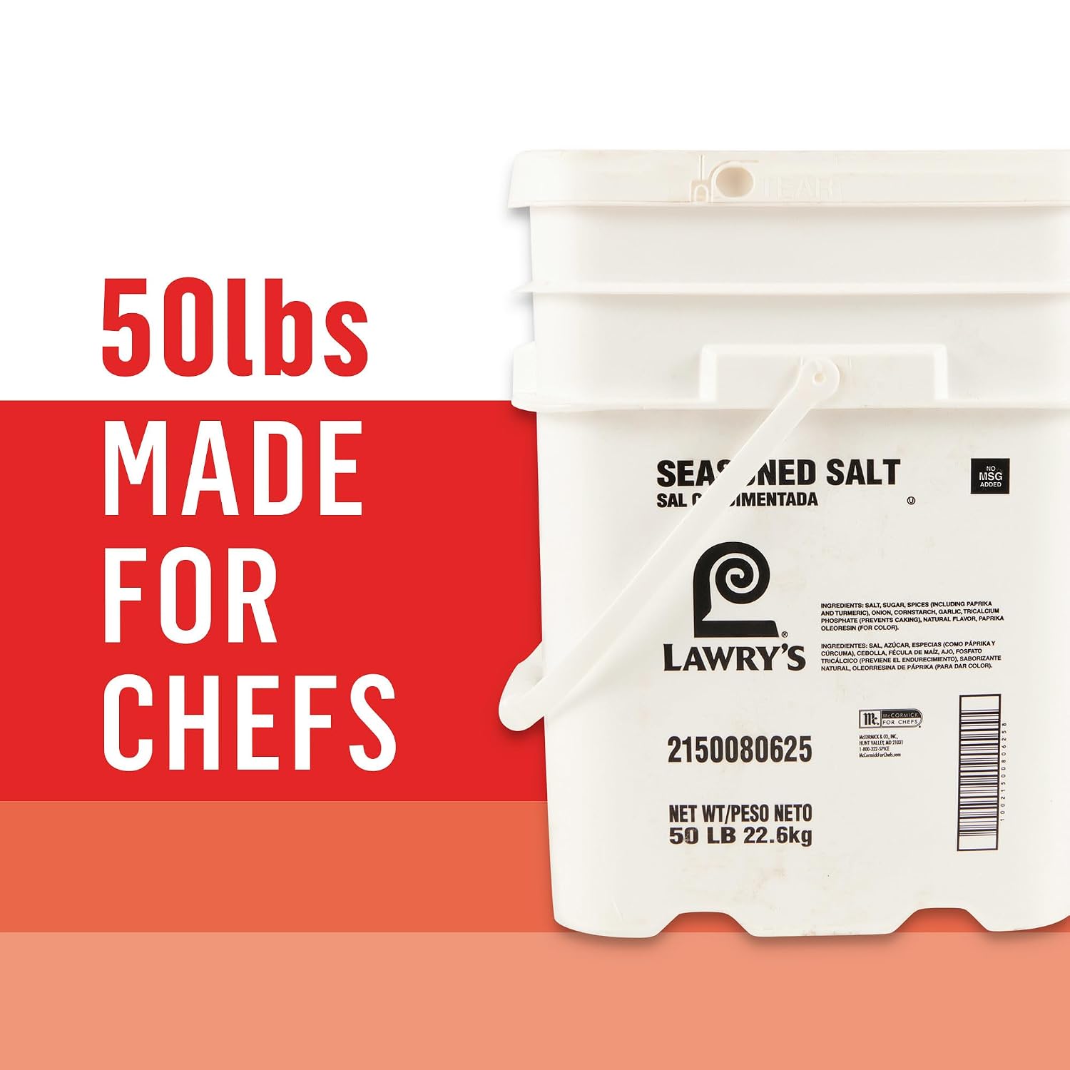 Lawrys Seasoned Salt, 5 lb - One 5 Pound Container of All-Purpose Seasoned Salt Made With Perfect Blend of Salt, Garlic, Turmeric, Celery, Paprika and Other Spices