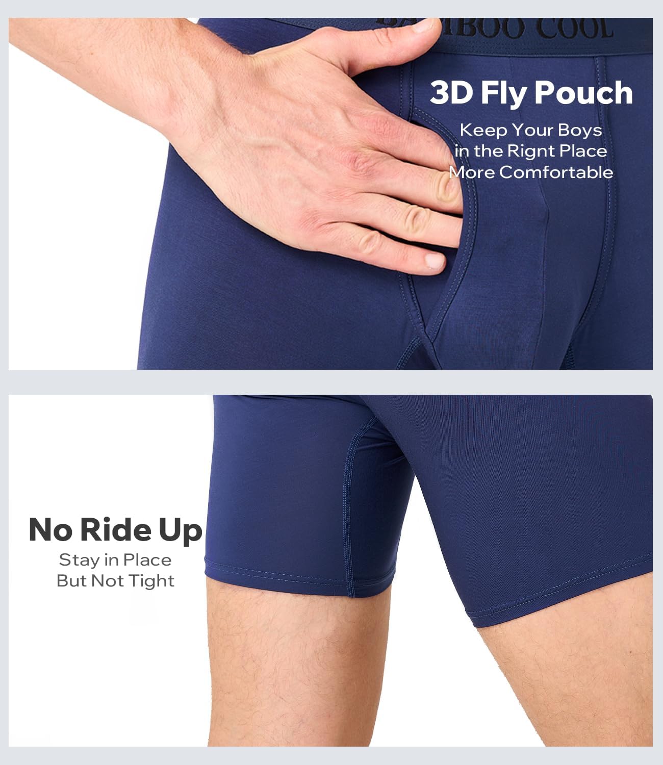 BAMBOO COOL Men's Boxer Briefs Ultra Breathable Underwear Multipack