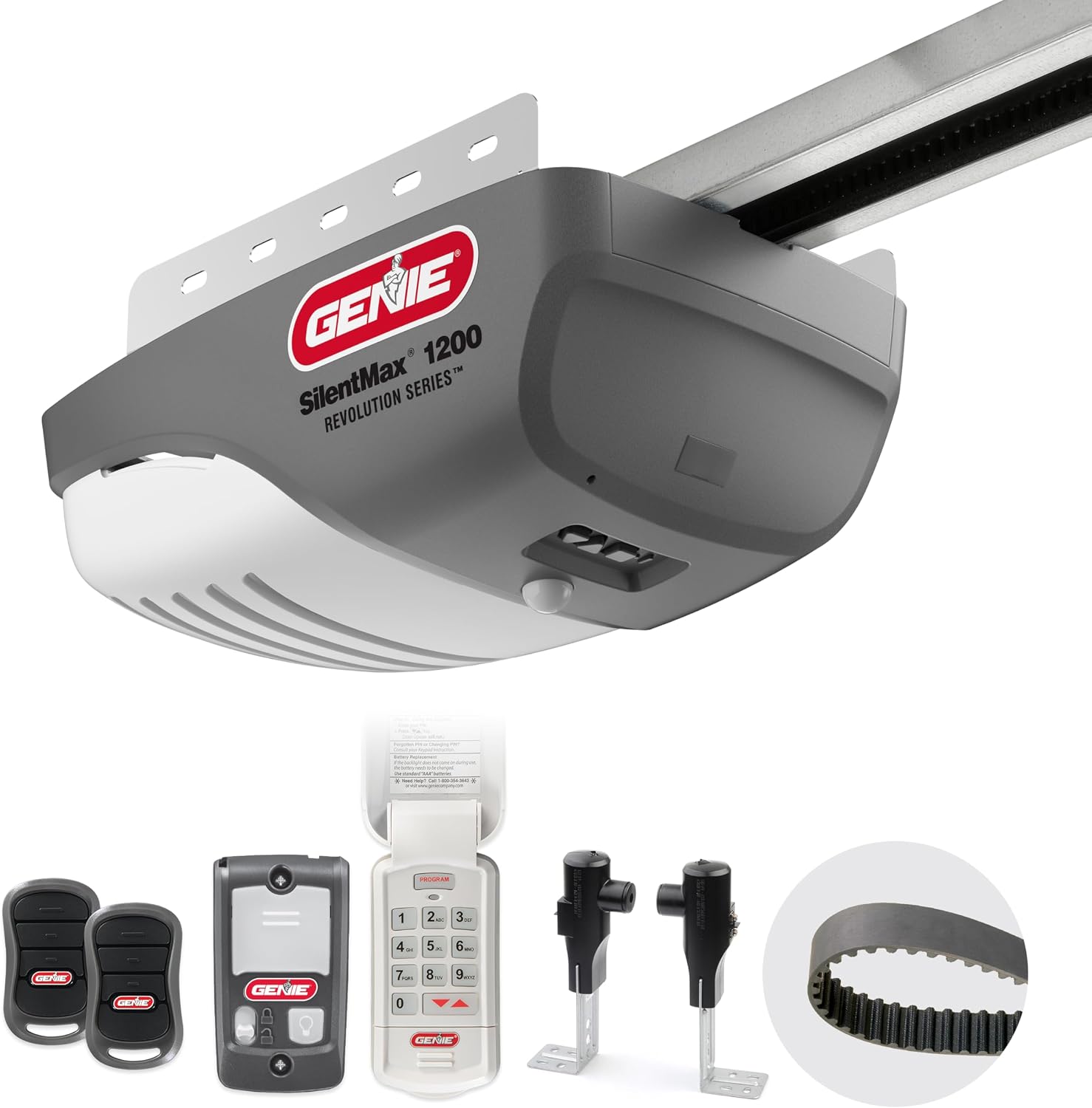 Genie SilentMax 1200 Model 4042-TKH Garage Door Opener with Motion Detection Lighting, Ultra-Quiet Steel-Reinforced Belt Drive, 140V DC Motor
