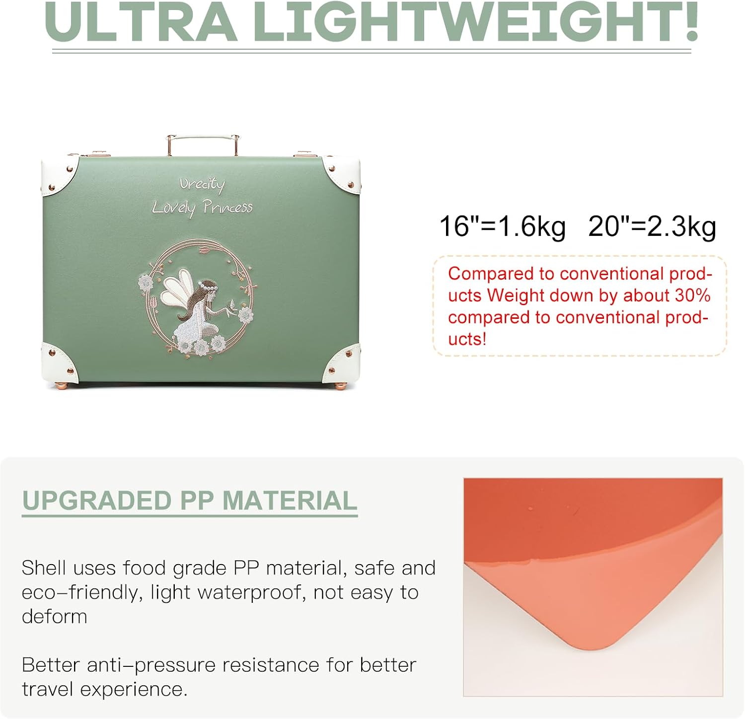 urecity Vintage and Cute Carry-on Overnight Case Non-wheeled Mini Leather Trunk Suitcase with Shoulder Strap