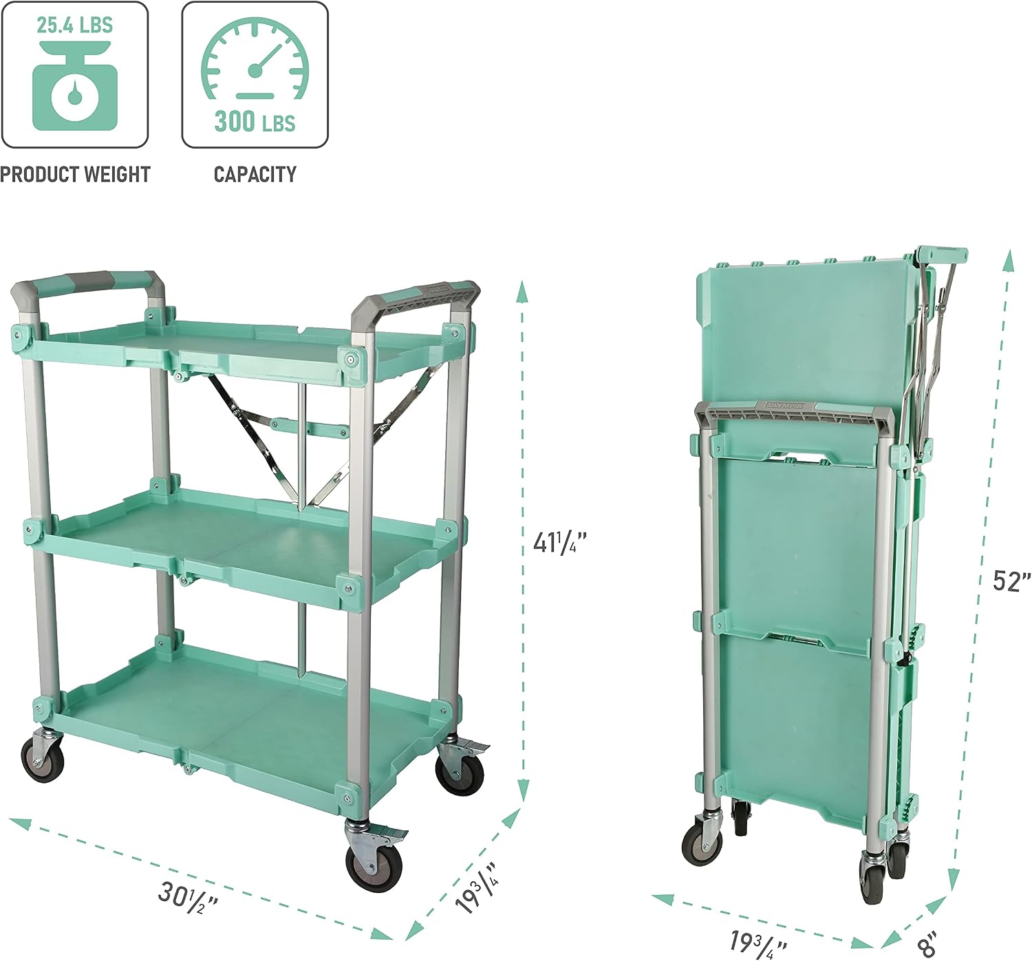 Olympia Tools 85-188 Pack-N-Roll Folding Collapsible Service Cart, 150LB Capacity, Black