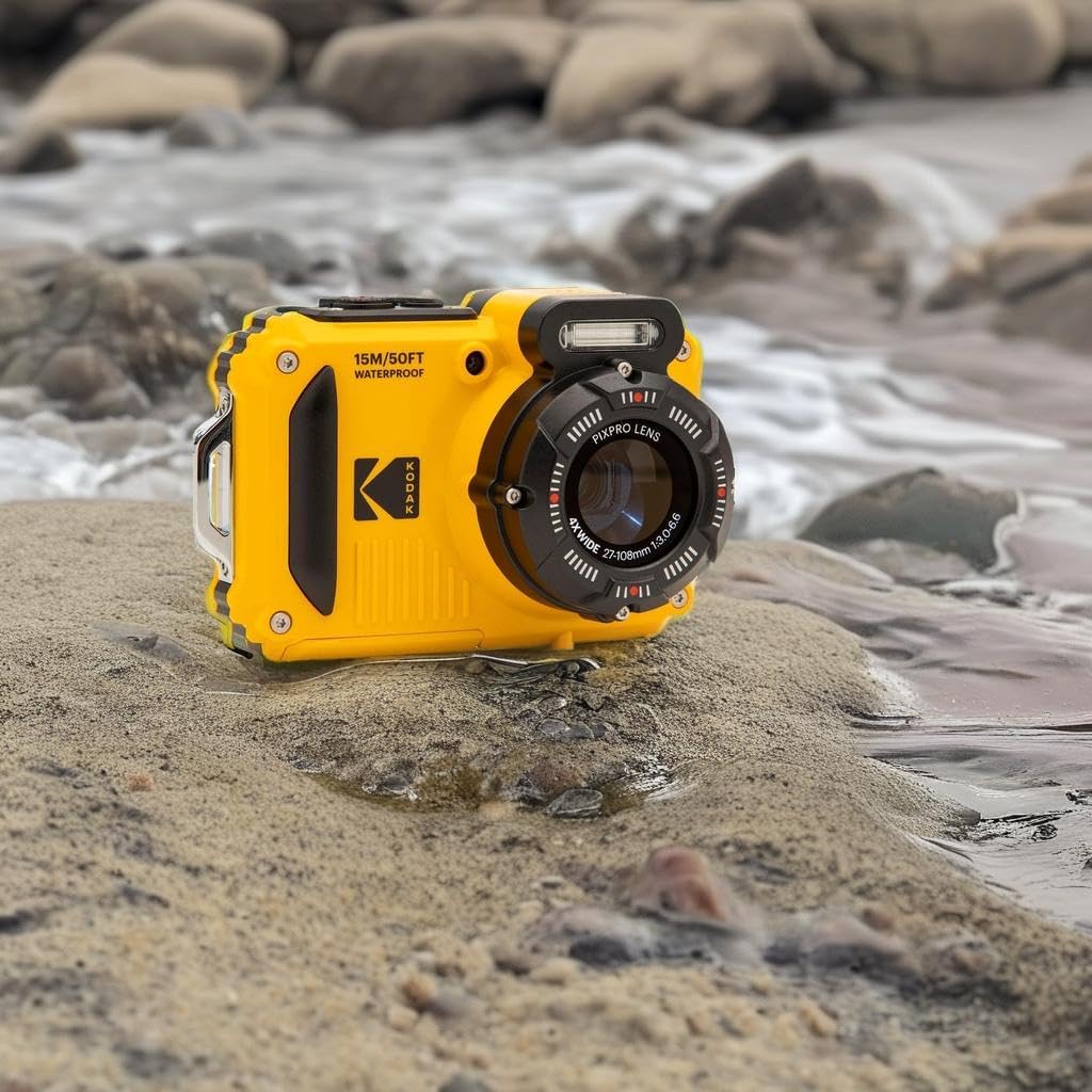 KODAK PIXPRO WPZ2 16MP Waterproof Digital Camera, 15m, 4X Zoom, Yellow