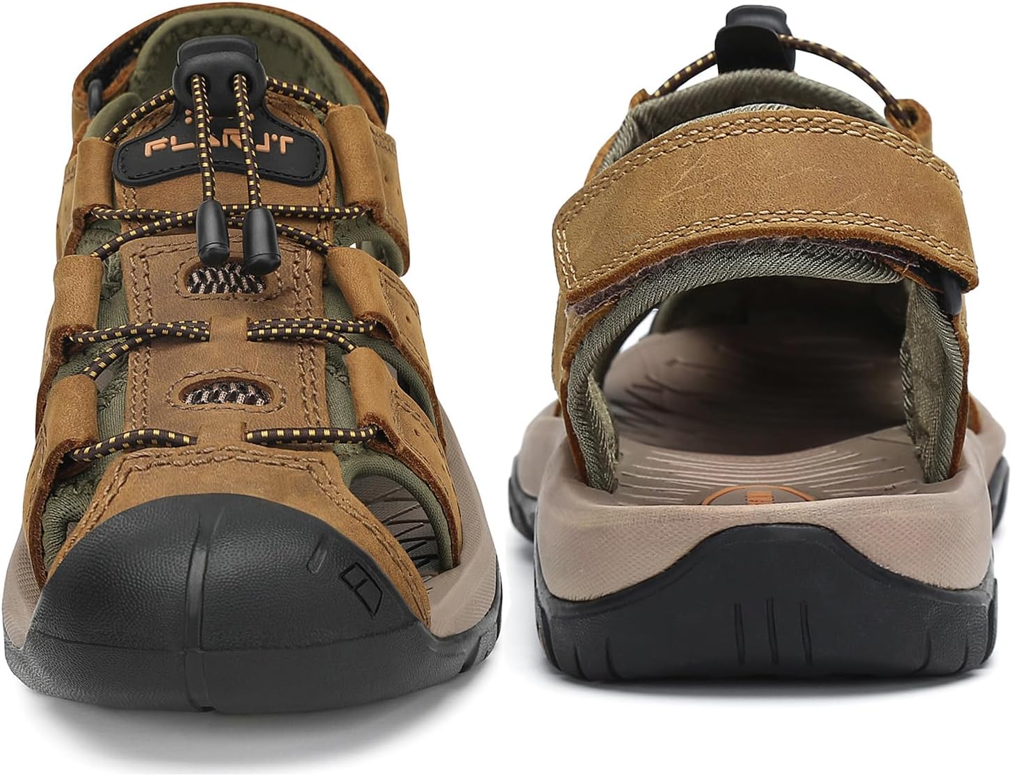 FLARUT Men's Sport Sandals Closed Toe Leather Water Hiking Shoes