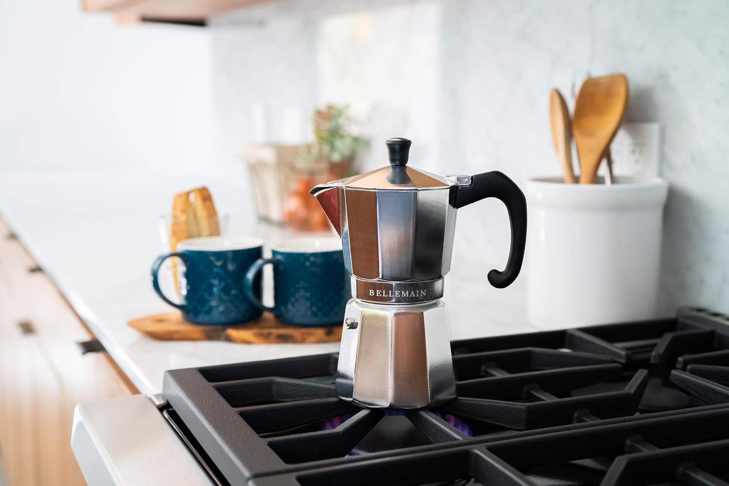 Bellemain Stovetop Espresso Maker, Italian Moka Pot, 6-Cup Silver | Classic aluminum design brews rich espresso at home or camping, with an easy-to-use and easy-to-clean design.