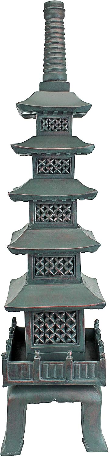 Design toscano ng29870 asian decor pagoda lantern indoor/outdoor statue, 11 inches wide, 11 inches deep, 17 inches high, handcast polyresin, two tone stone finish