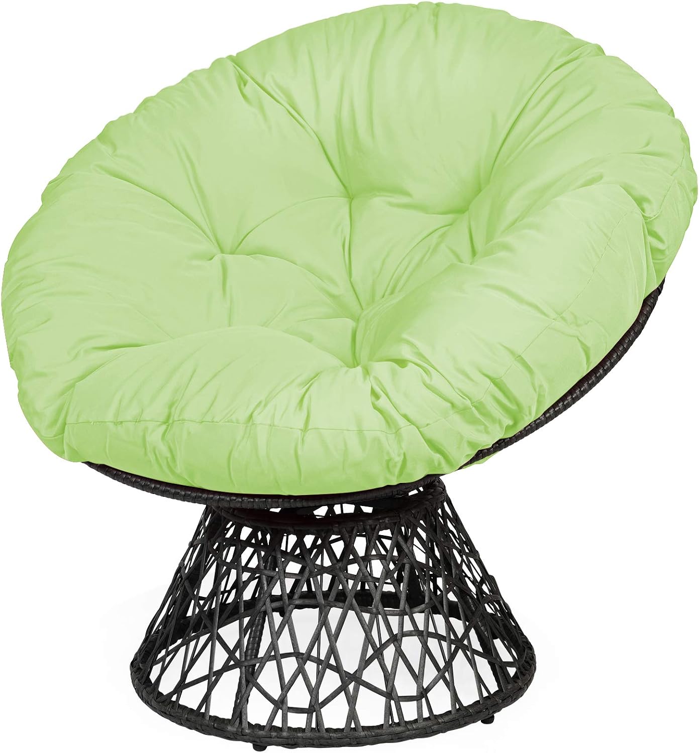 Tangkula Papasan Chair Rattan Ergonomic Chair w/ 360-degree Swivel and Soft Cushion, Solid Structure & Stable Base, Ideal for Garden, Balcony