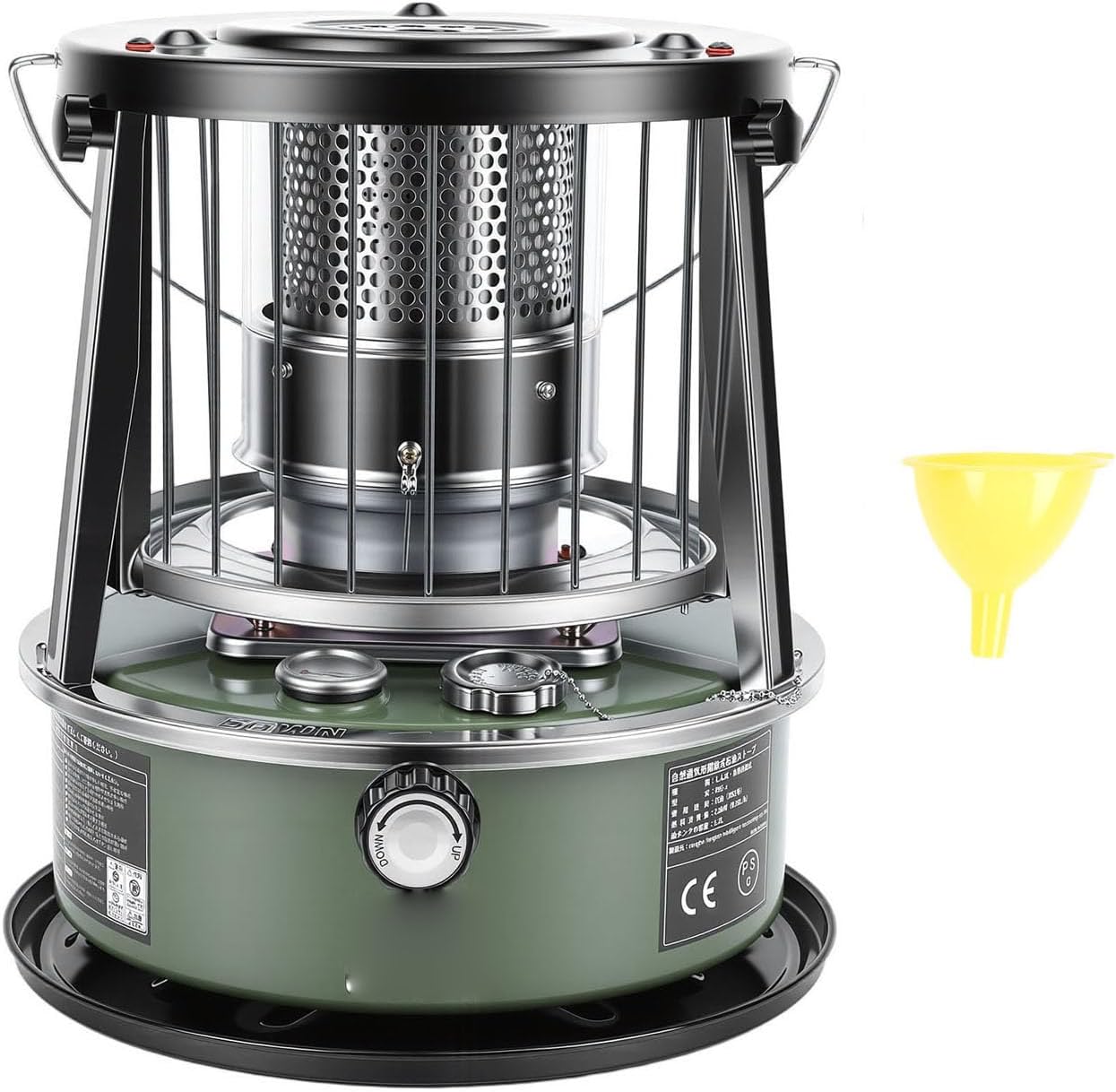 Indoor Kerosene Heater, Portable Kerosene Heater, 5.2L Tank 20-25 Hours Heating with Adjustable Height Safety Net, for Camping Garage Home Emergency Indoor Outdoor Use (Complete accessories)