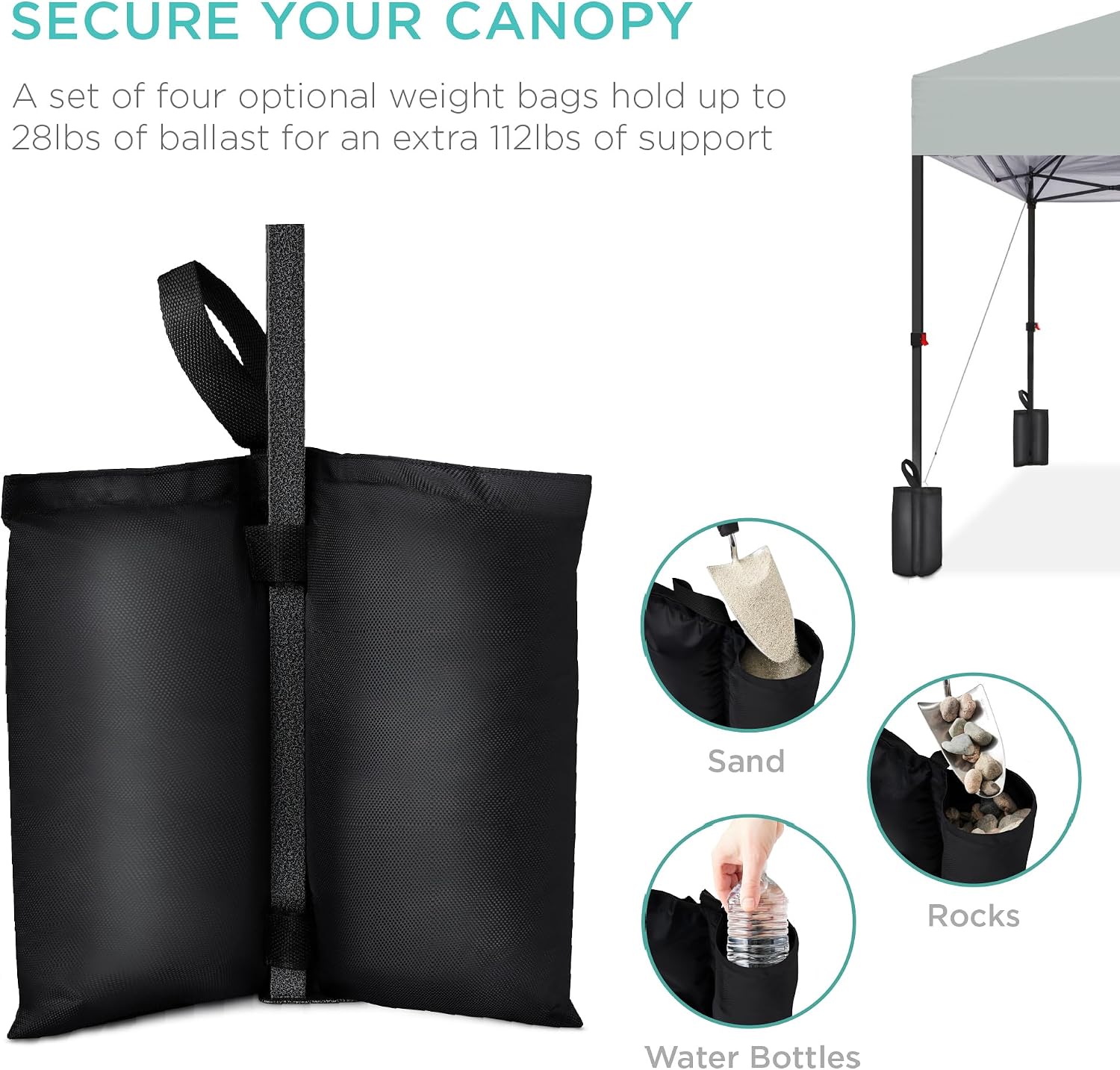 Best Choice Products 10x10ft Pop Up Canopy Tent, Outdoor Shade, 1 Person 1 Minute Set Up, Carry Case, 4 Weight Bags - White
