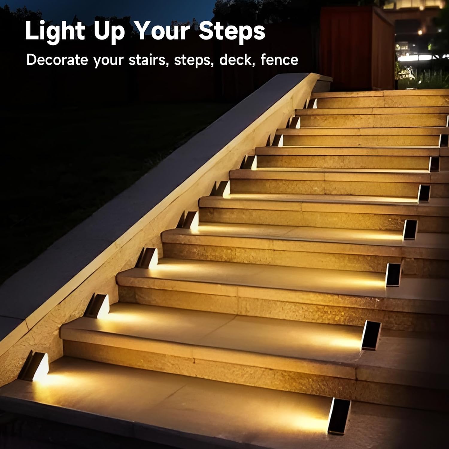 Solar Deck Lights Outdoor - 8 Pack Solar Step Light CIYOYO Waterproof Fence Lights for Patio Stairs Post Pathway Porch Driveway Yard Garden Decor