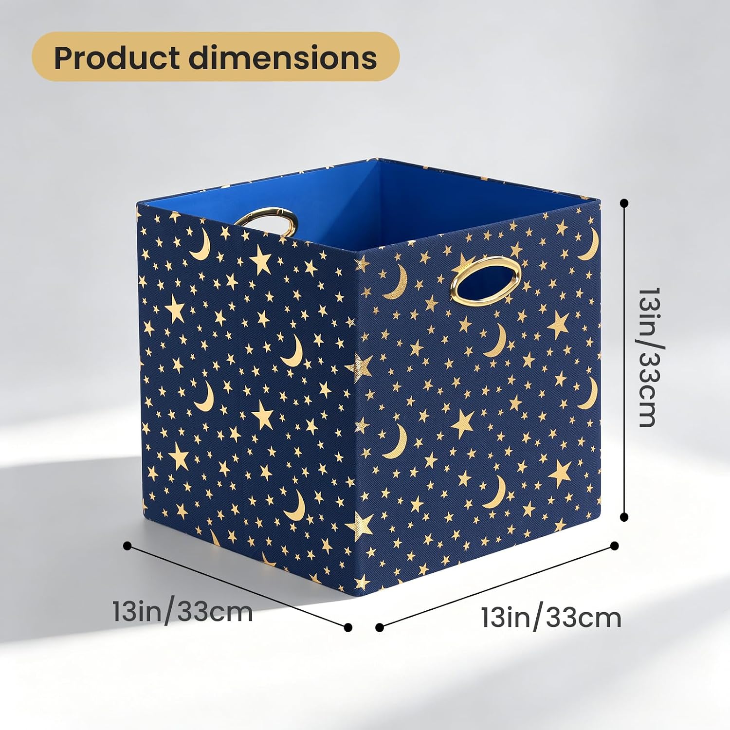 Posprica Storage Bins, Storage Cubes,13×13 Fabric Drawers Organizer Basket Boxes Containers (13×13×13/4pcs, Cream/gold geometry Pattern)