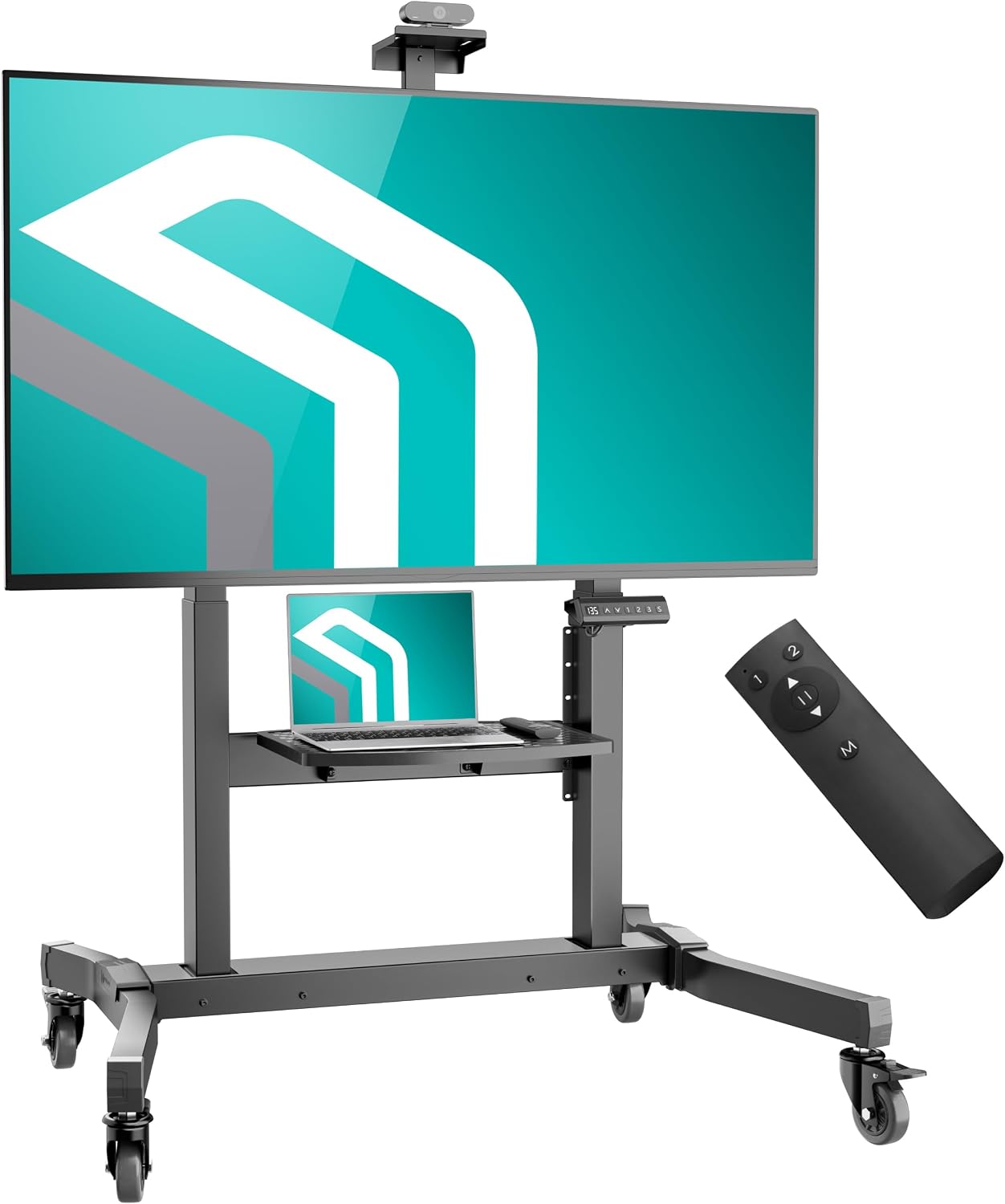 ONKRON Motorized TV Stand 50-100", up to 265 lbs, max VESA 1000x600, Black | Electric TV lift height adjustable 44.5"-63", remote, tilt